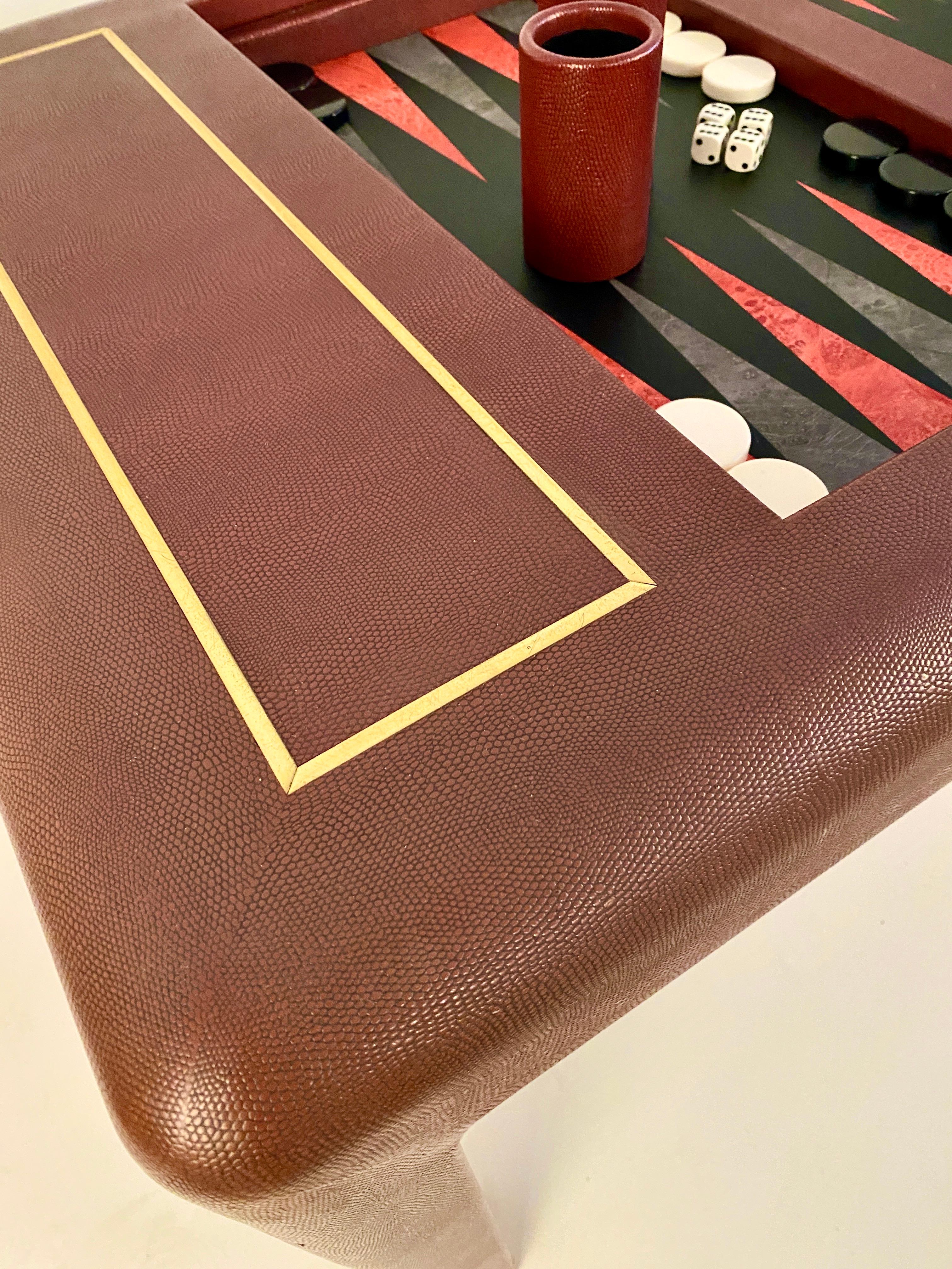 Karl Springer Leather Clad Backgammon Table, Signed 1987 7