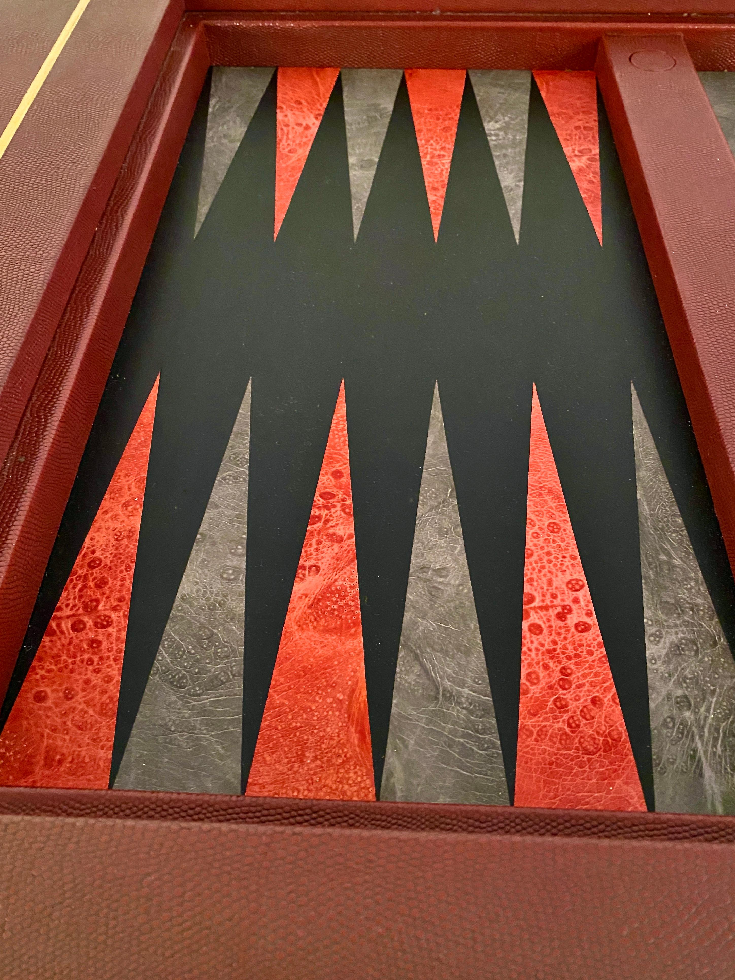 Karl Springer Leather Clad Backgammon Table, Signed 1987 8