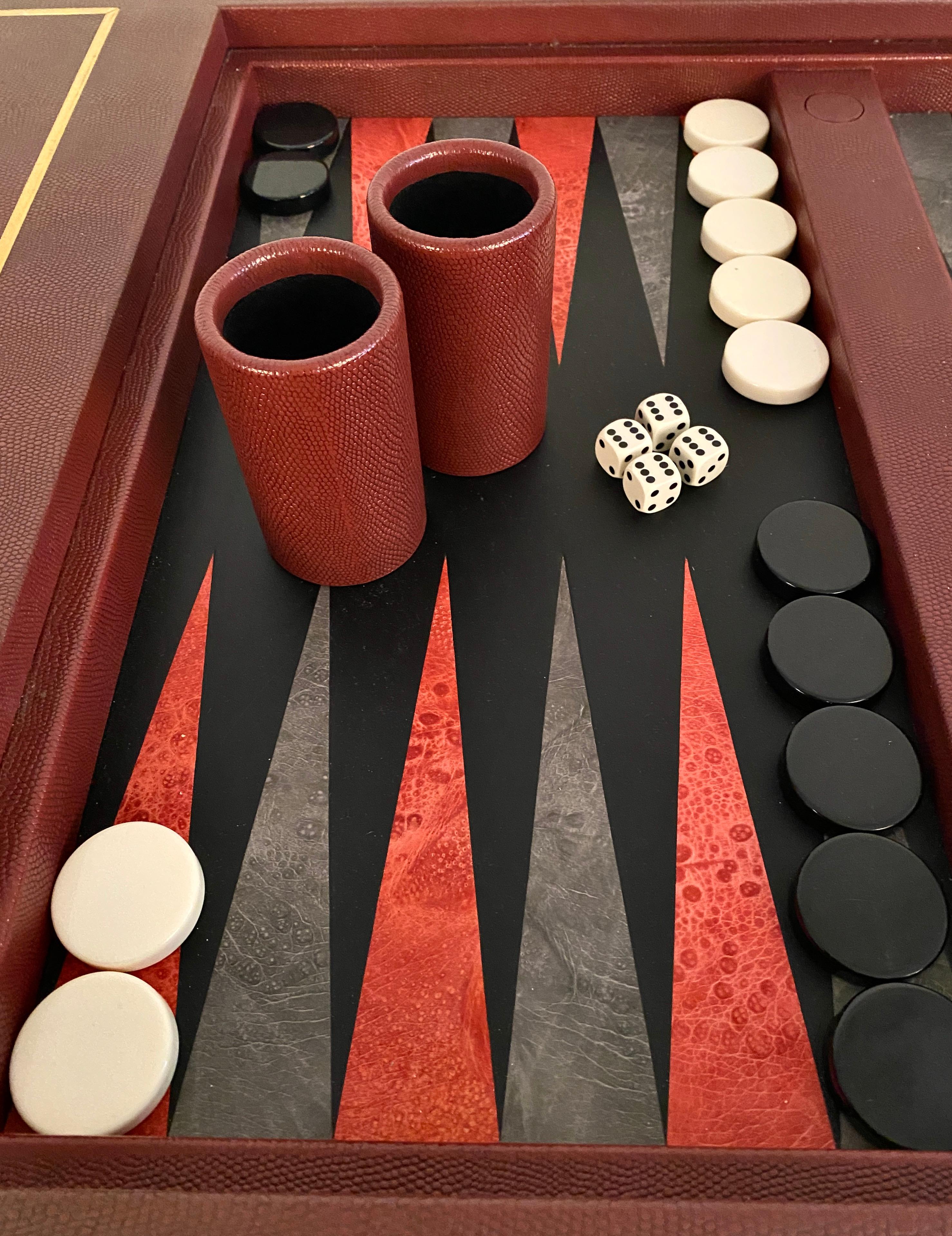 Karl Springer Leather Clad Backgammon Table, Signed 1987 9