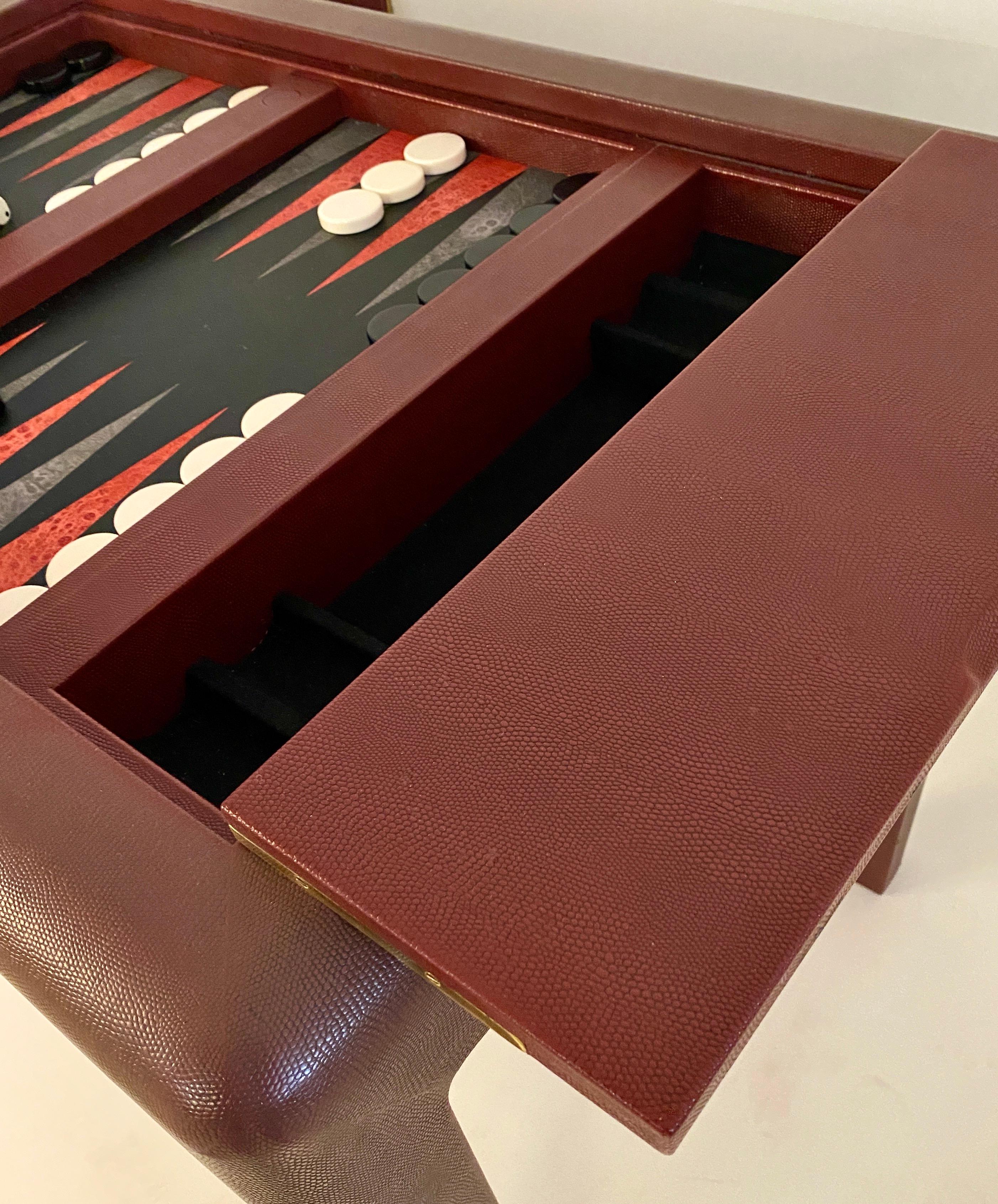 Karl Springer Leather Clad Backgammon Table, Signed 1987 10