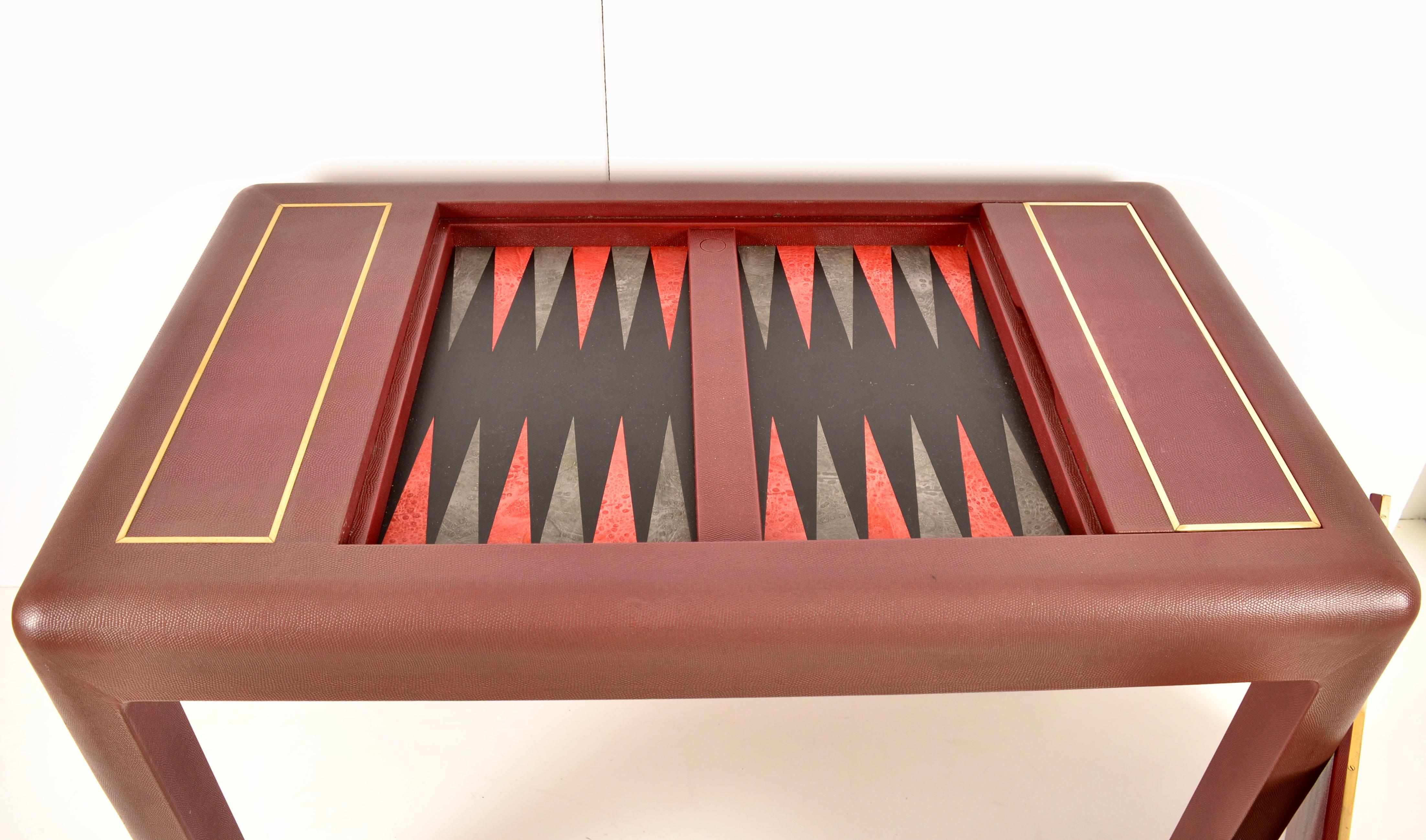 Karl Springer Leather Clad Backgammon Table, Signed 1987 In Good Condition In Norwalk, CT