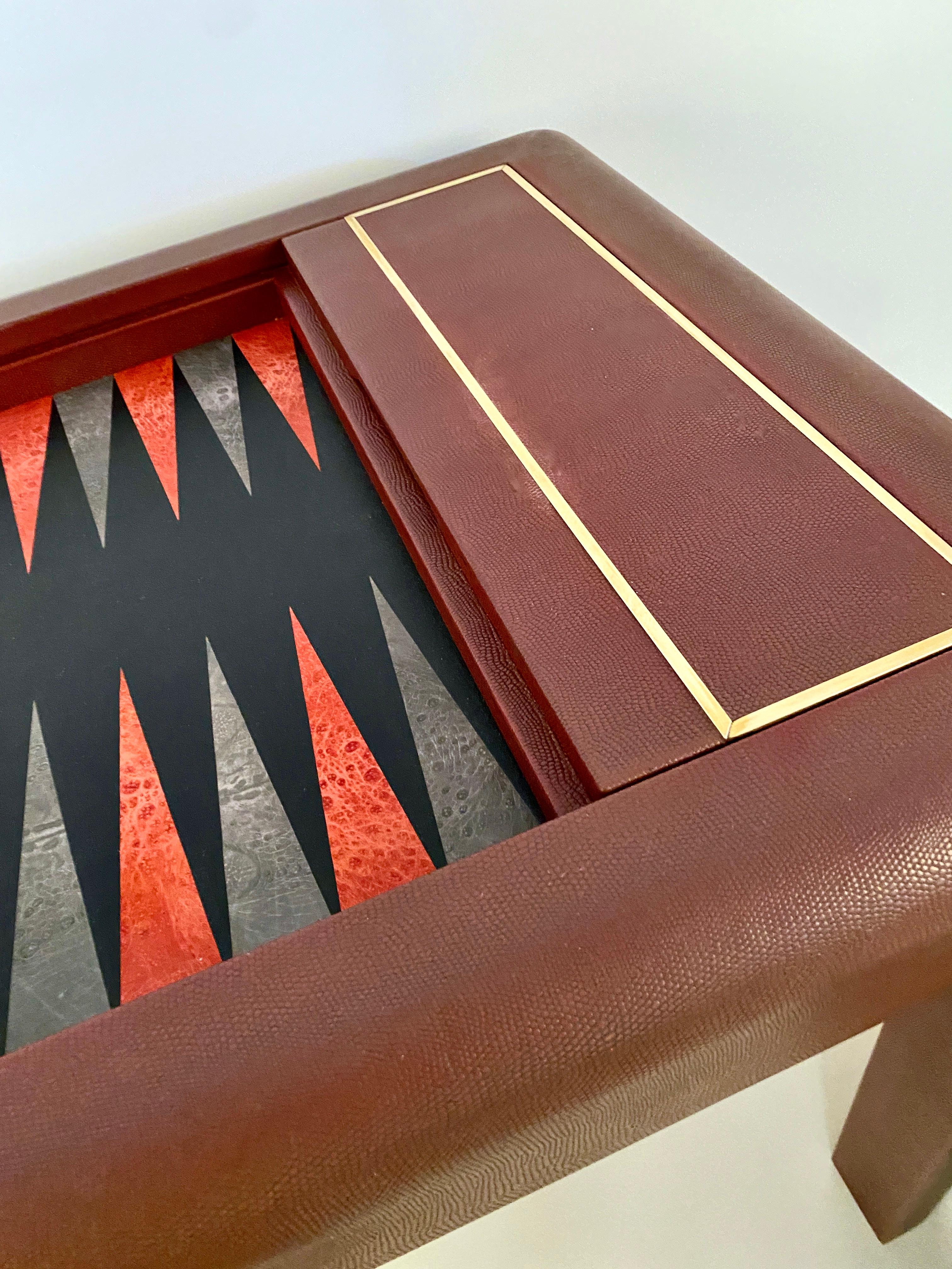 Karl Springer Leather Clad Backgammon Table, Signed 1987 2