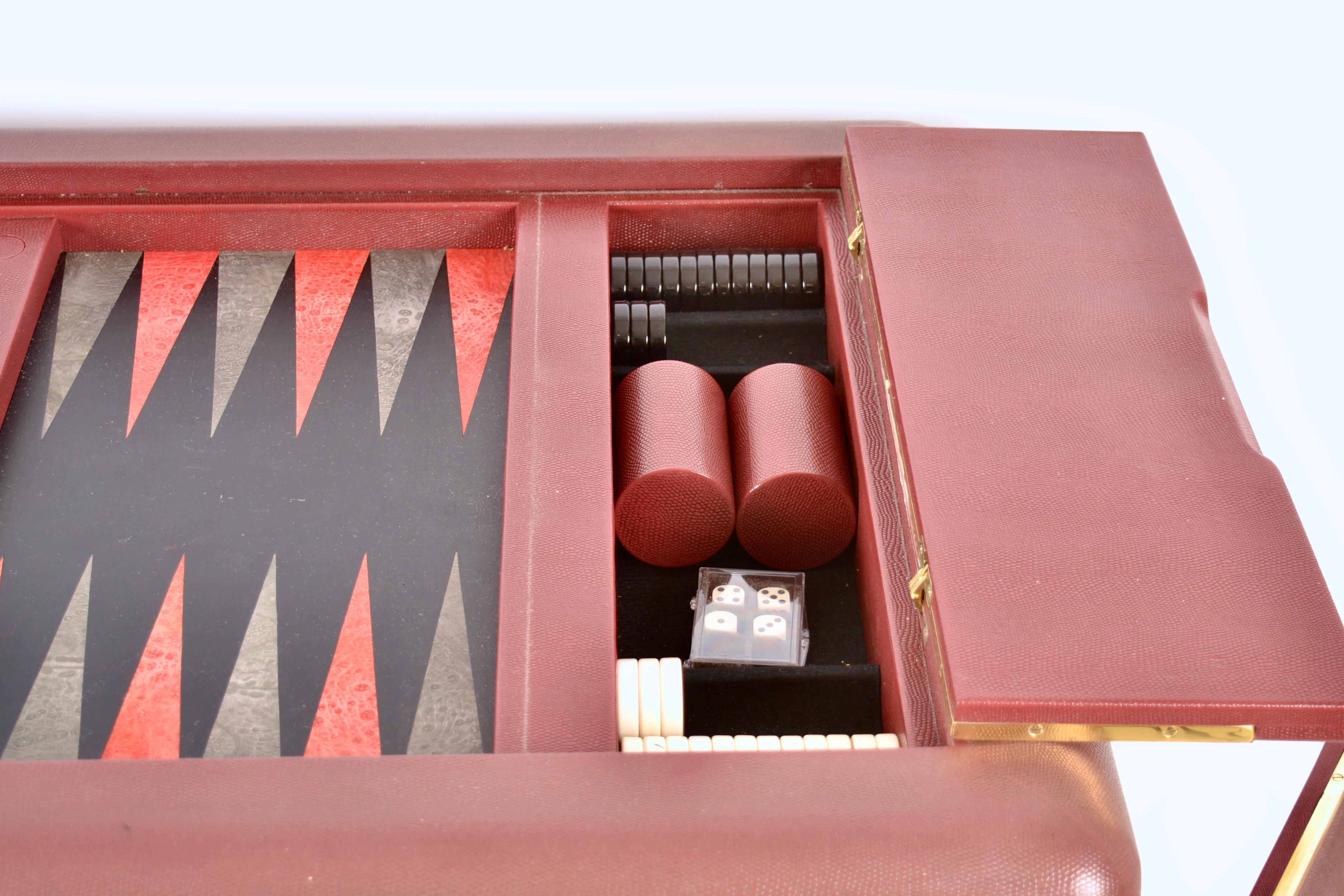 Karl Springer Leather Clad Backgammon Table, Signed 1987 4