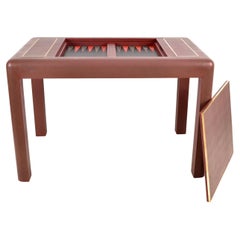 Karl Springer Leather Clad Backgammon Table, Signed 1987