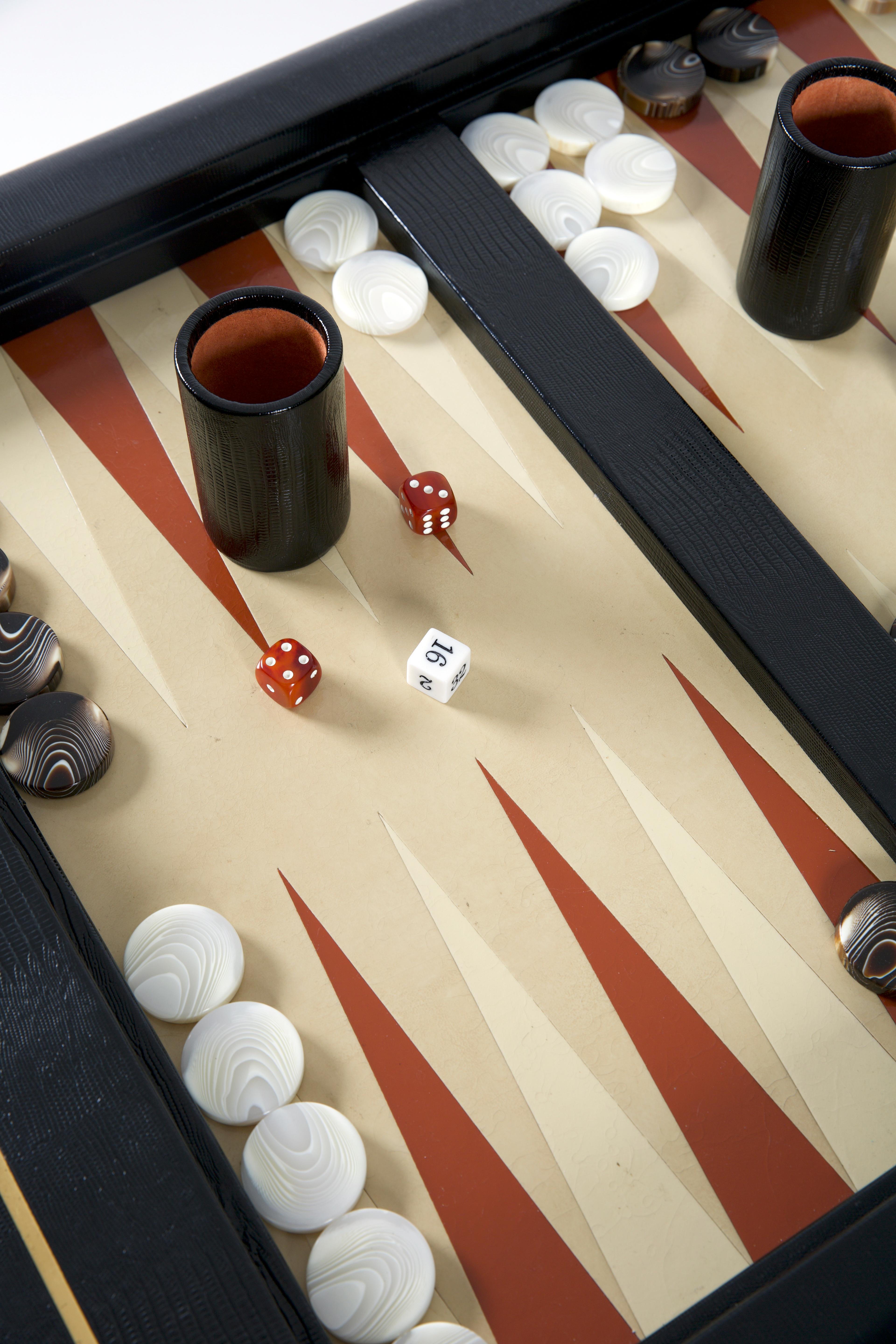 Modern Karl Springer Black Leather-Clad Game Table