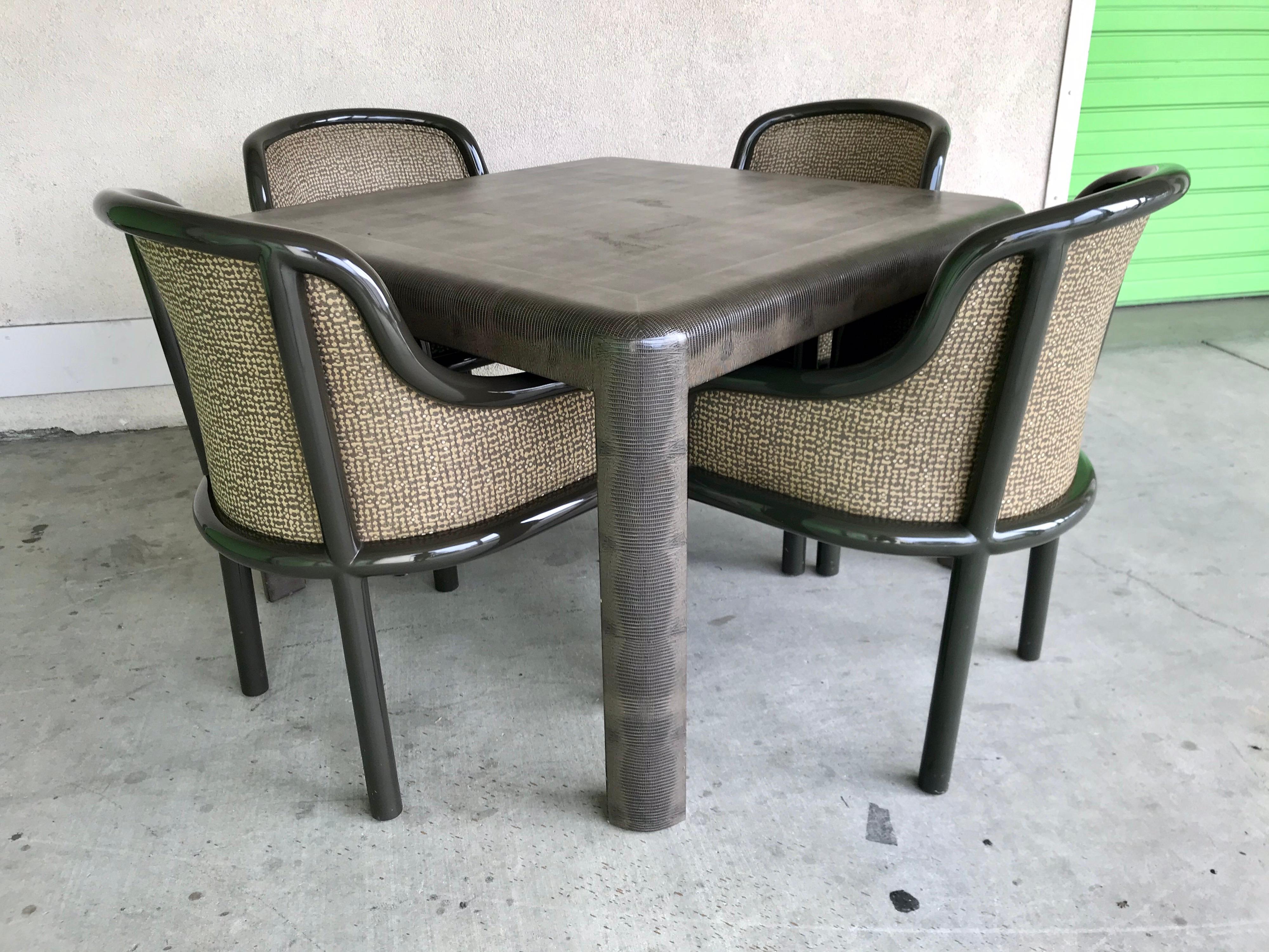 Karl Springer Leather Dinette or Game Table and Chairs In Good Condition In Los Angeles, CA