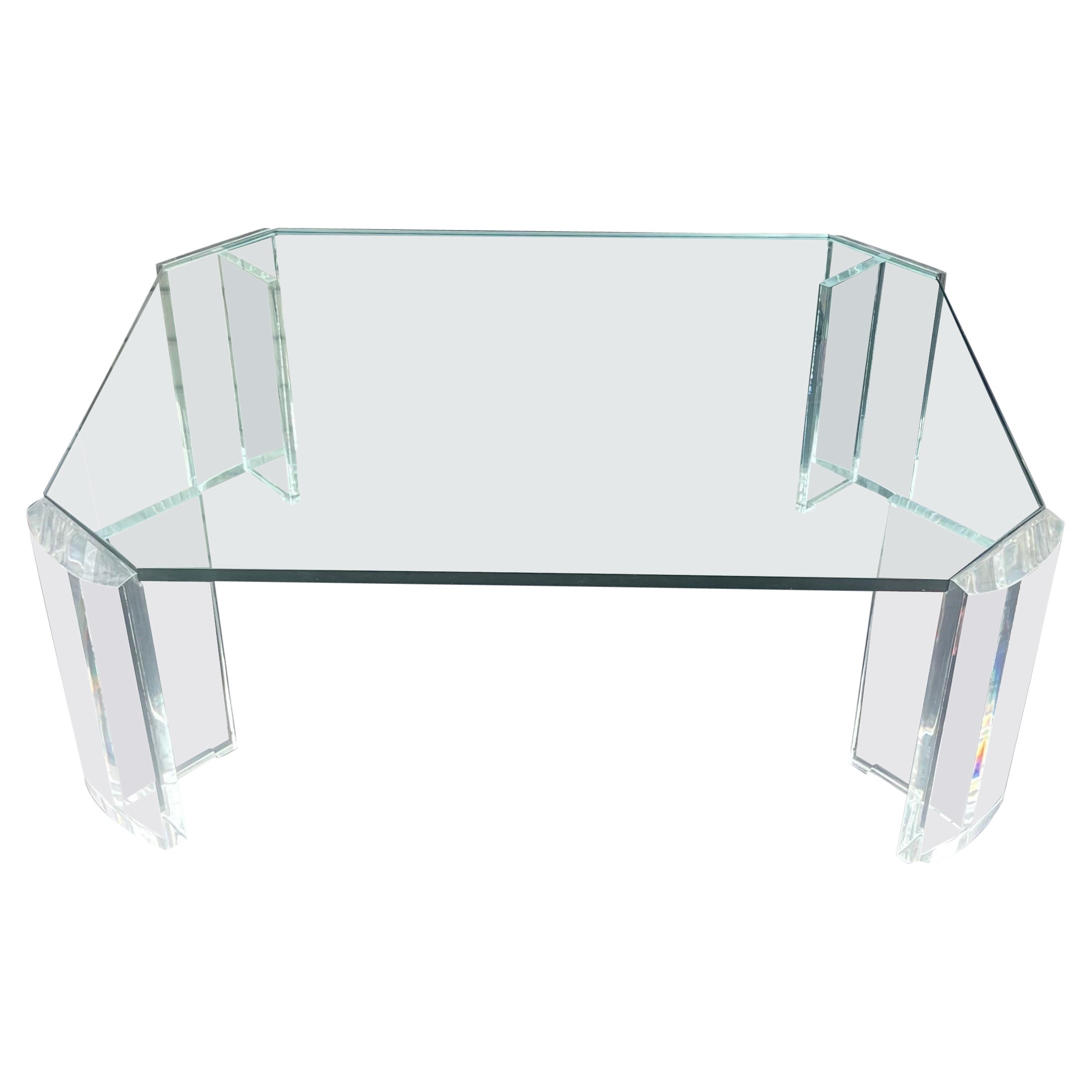 Karl Springer Les Prismatiques Mid Century Lucite Glass Coffee Cocktail Table