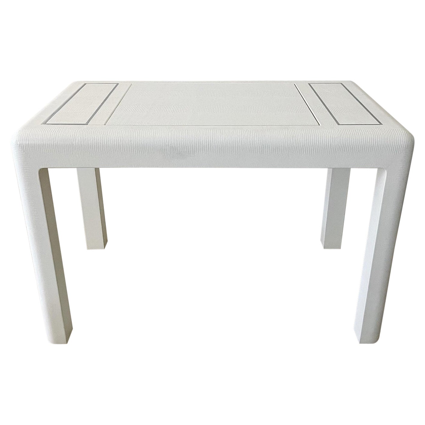 Karl Springer Lizard Pattern Leather Clad White Backgammon Game Table
