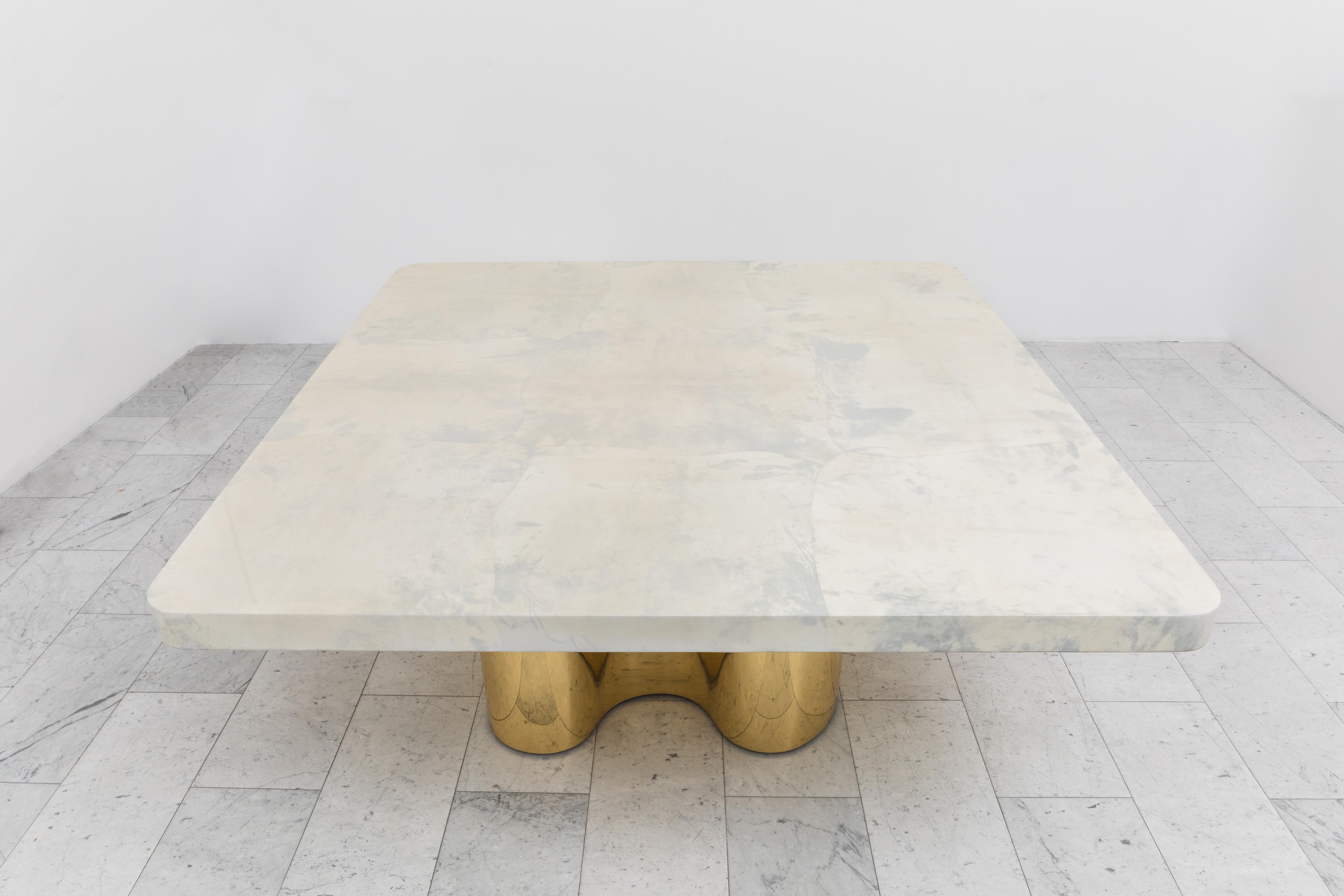 Contemporary Karl Springer LTD, Freeform Dining Table with Custom Goatskin Top, USA For Sale