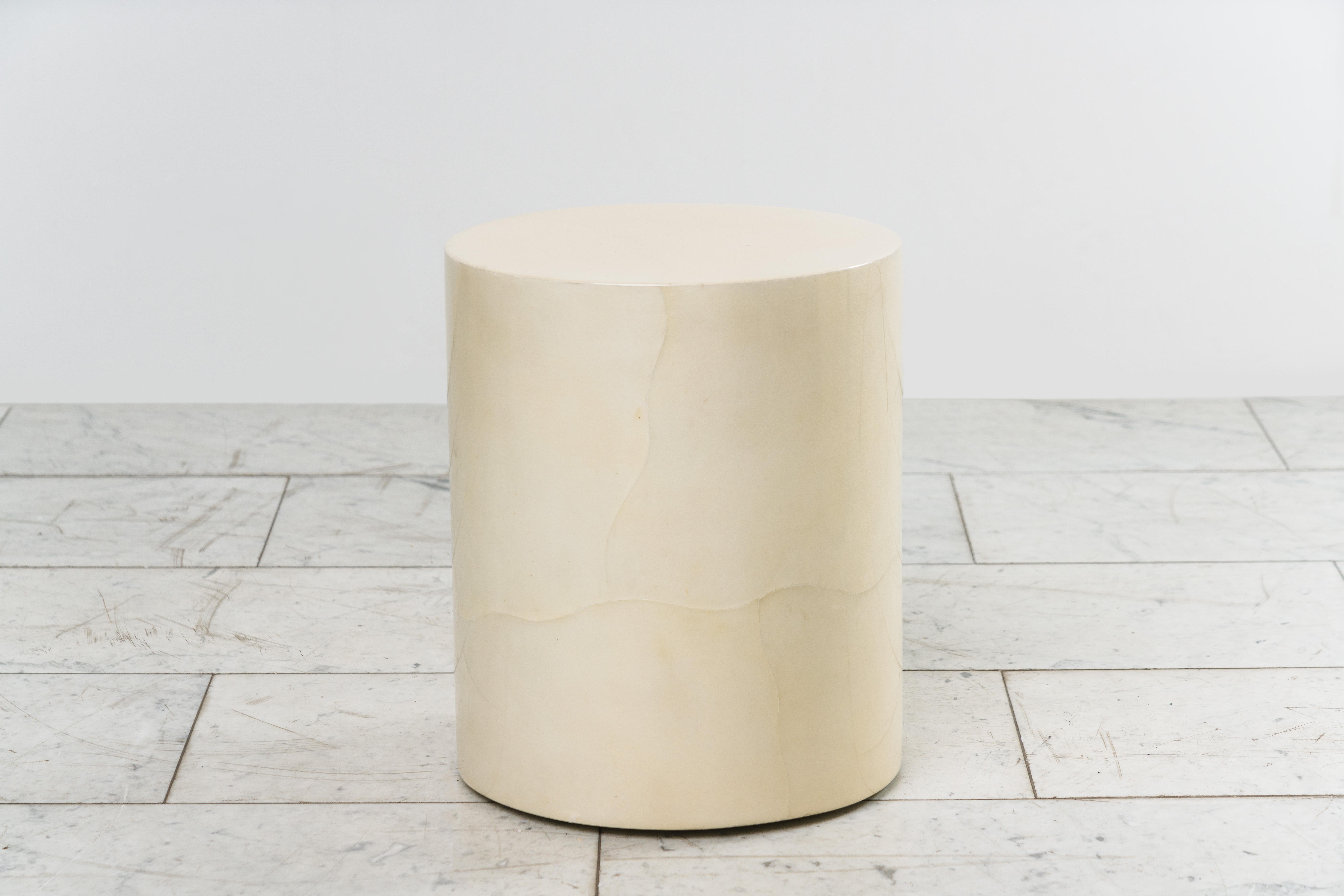 Karl Springer Ltd, Lacquered Column Goatskin Column Side Tables, USA In New Condition For Sale In New York, NY