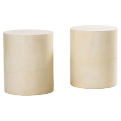 Karl Springer Ltd, Lacquered Column Goatskin Column Side Tables, USA