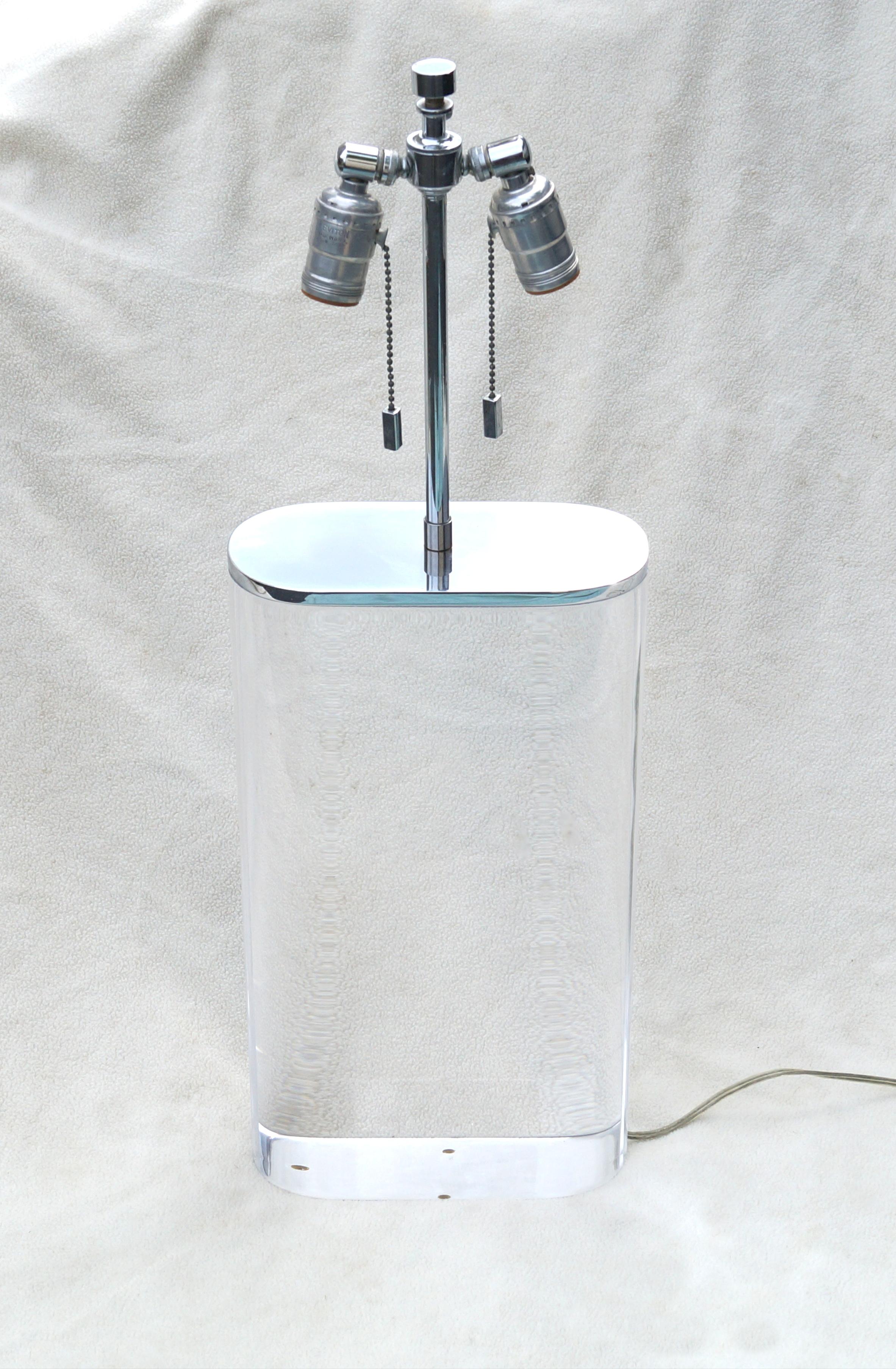 Mid-Century Modern Karl Springer Lucite and Chrome Table Lamp For Sale