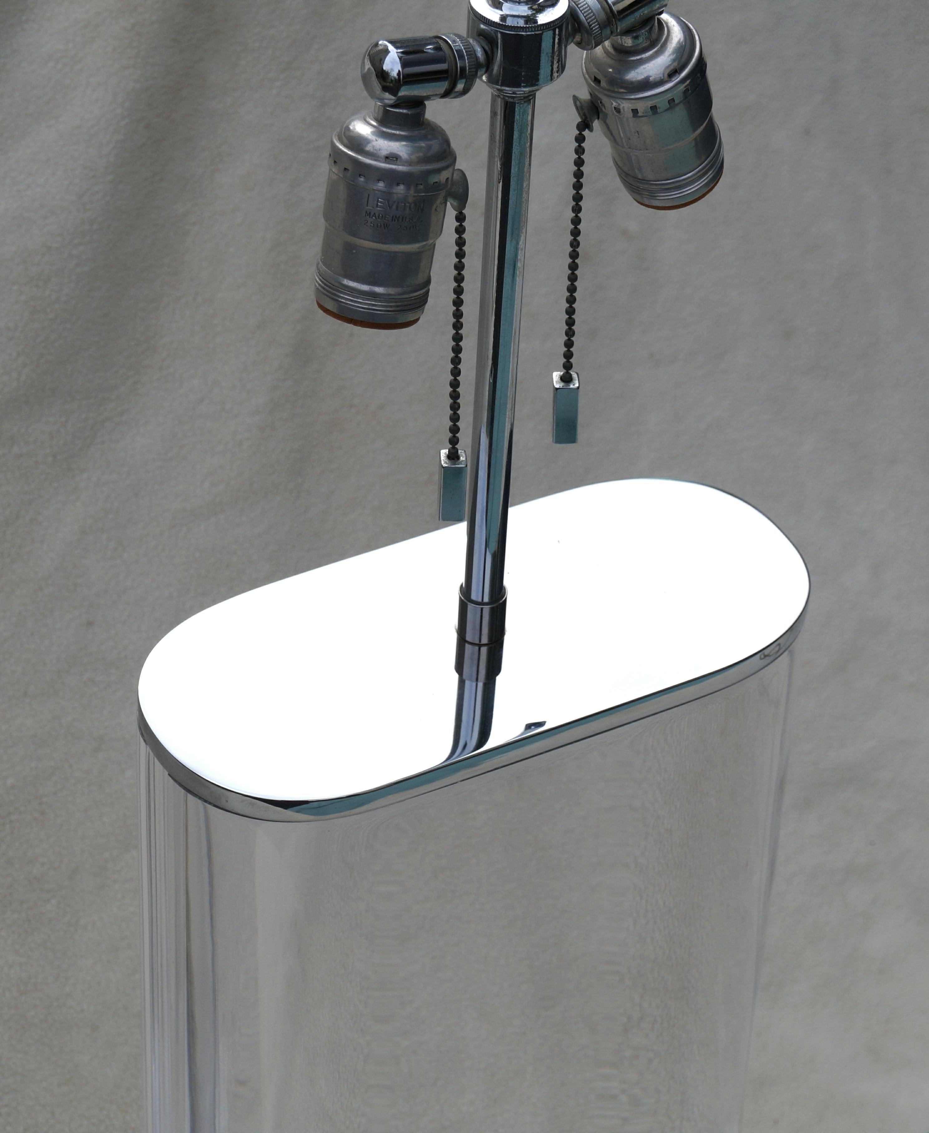 American Karl Springer Lucite and Chrome Table Lamp For Sale