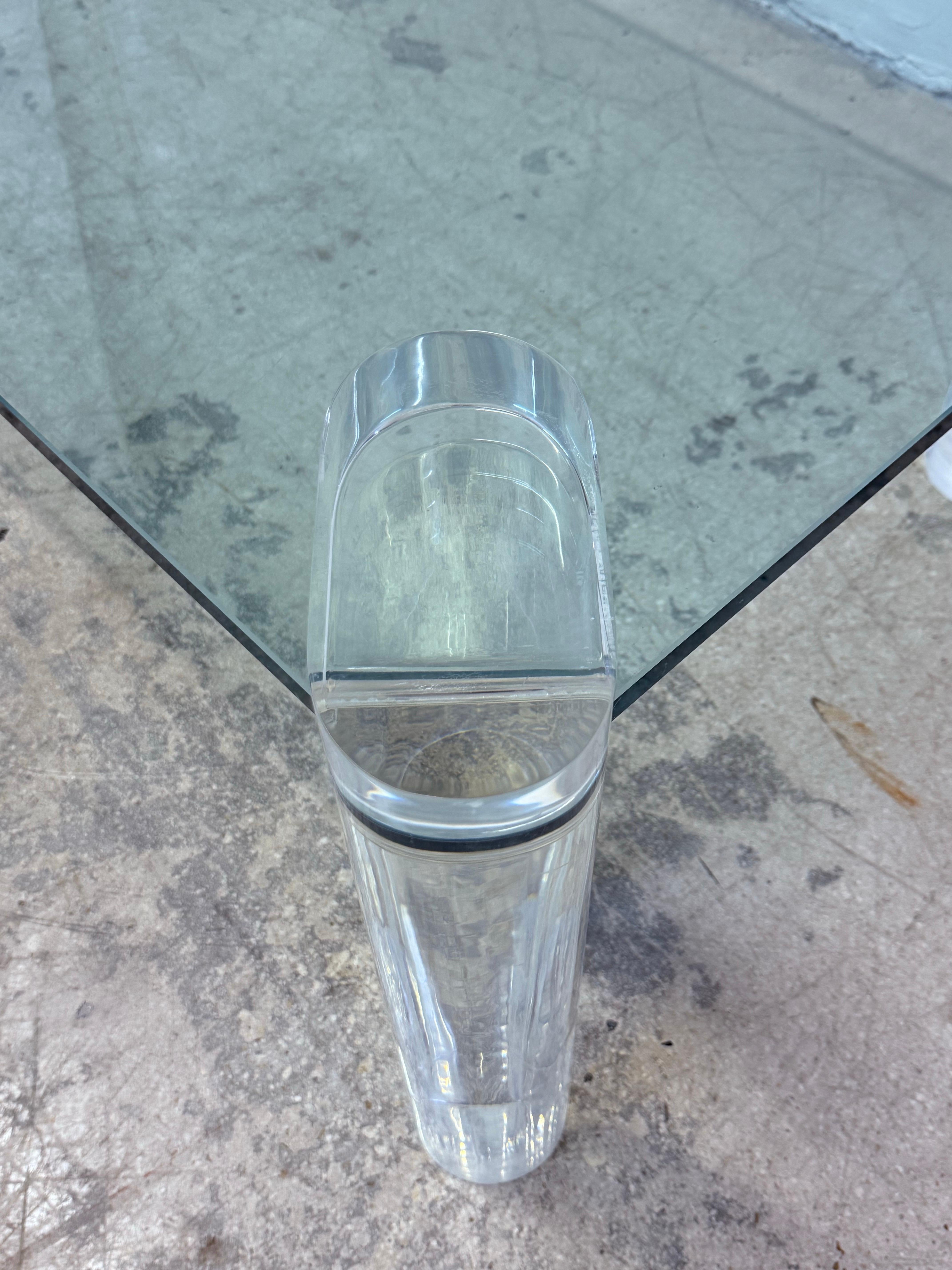 Karl Springer Lucite and Glass Top Coffee Table, Singed For Sale 7