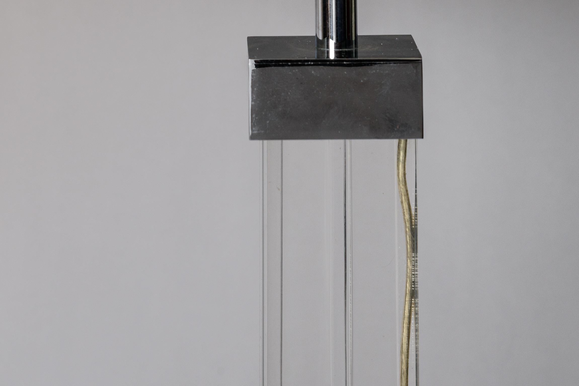 Karl Springer Lampadaires en lucite et acier en vente 1