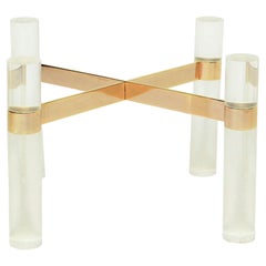 Karl Springer Lucite Brass Hollywood Cocktail Coffee Table Base