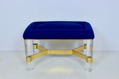 Panchina imbottita Karl Springer in lucite e ottone, anni '70