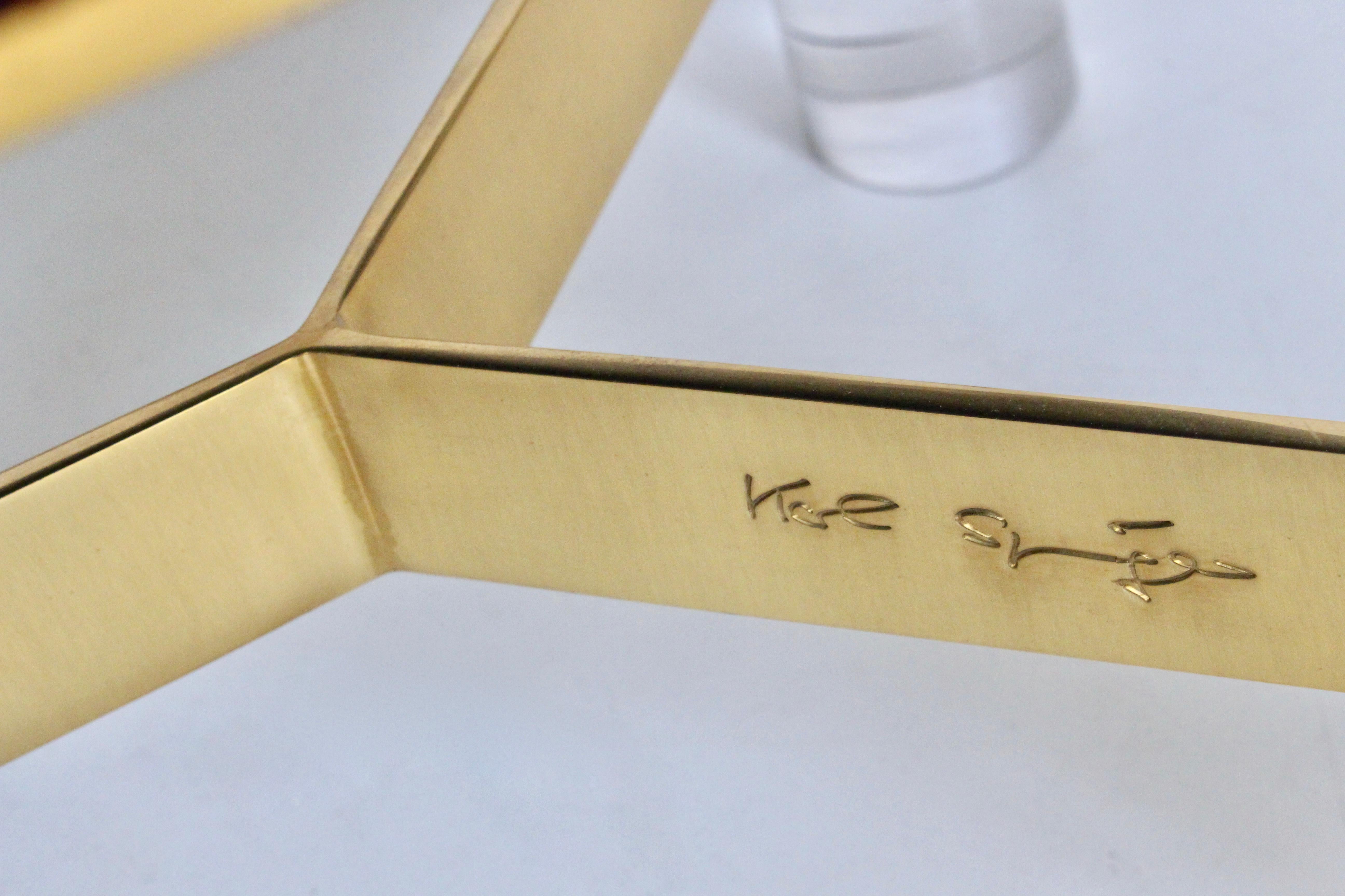 Karl Springer Tufted Bench in Lucite & Brass, 1970's For Sale 1