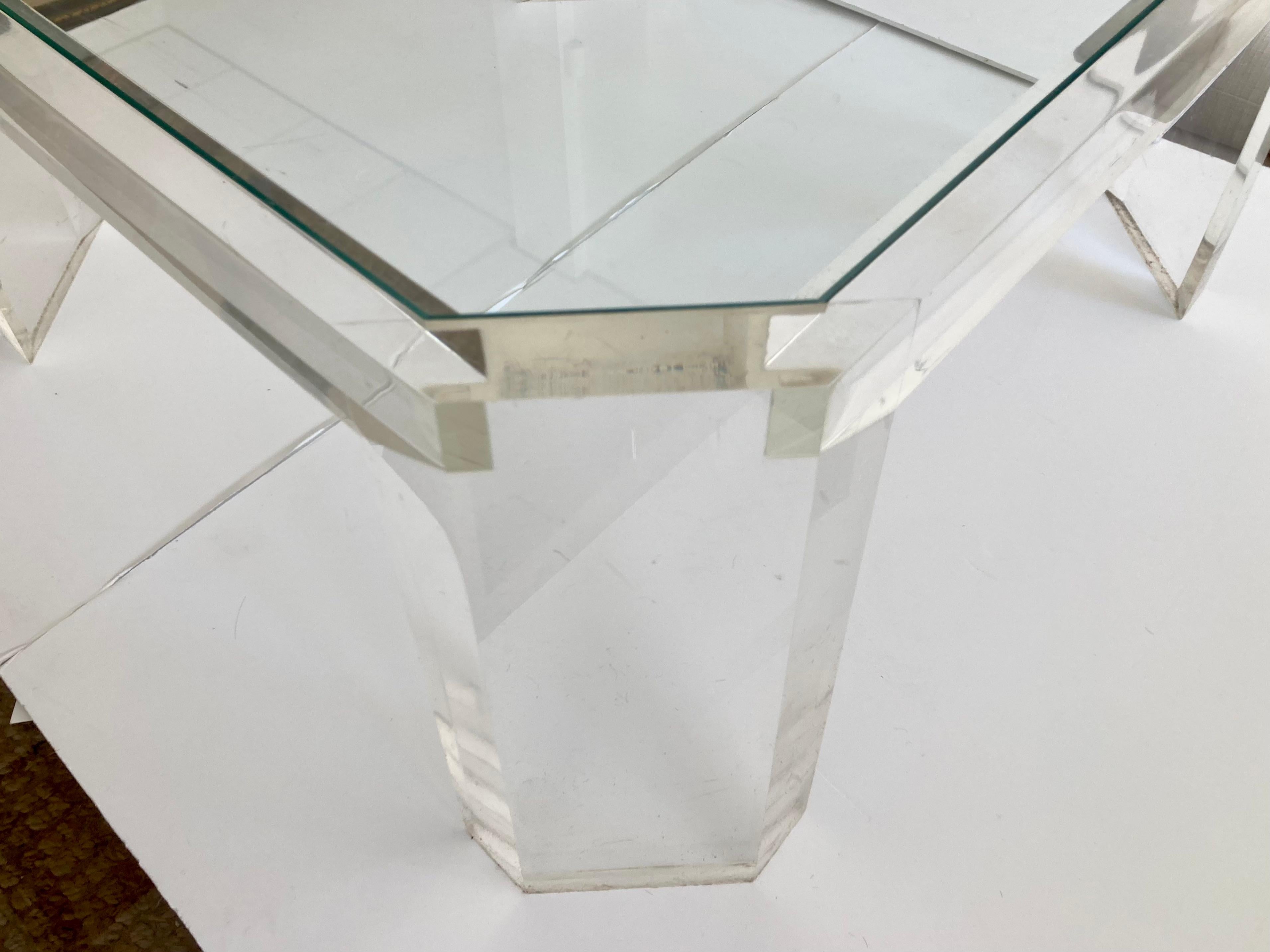 Karl Springer Lucite Coffee Table With Angle Corners im Angebot 5