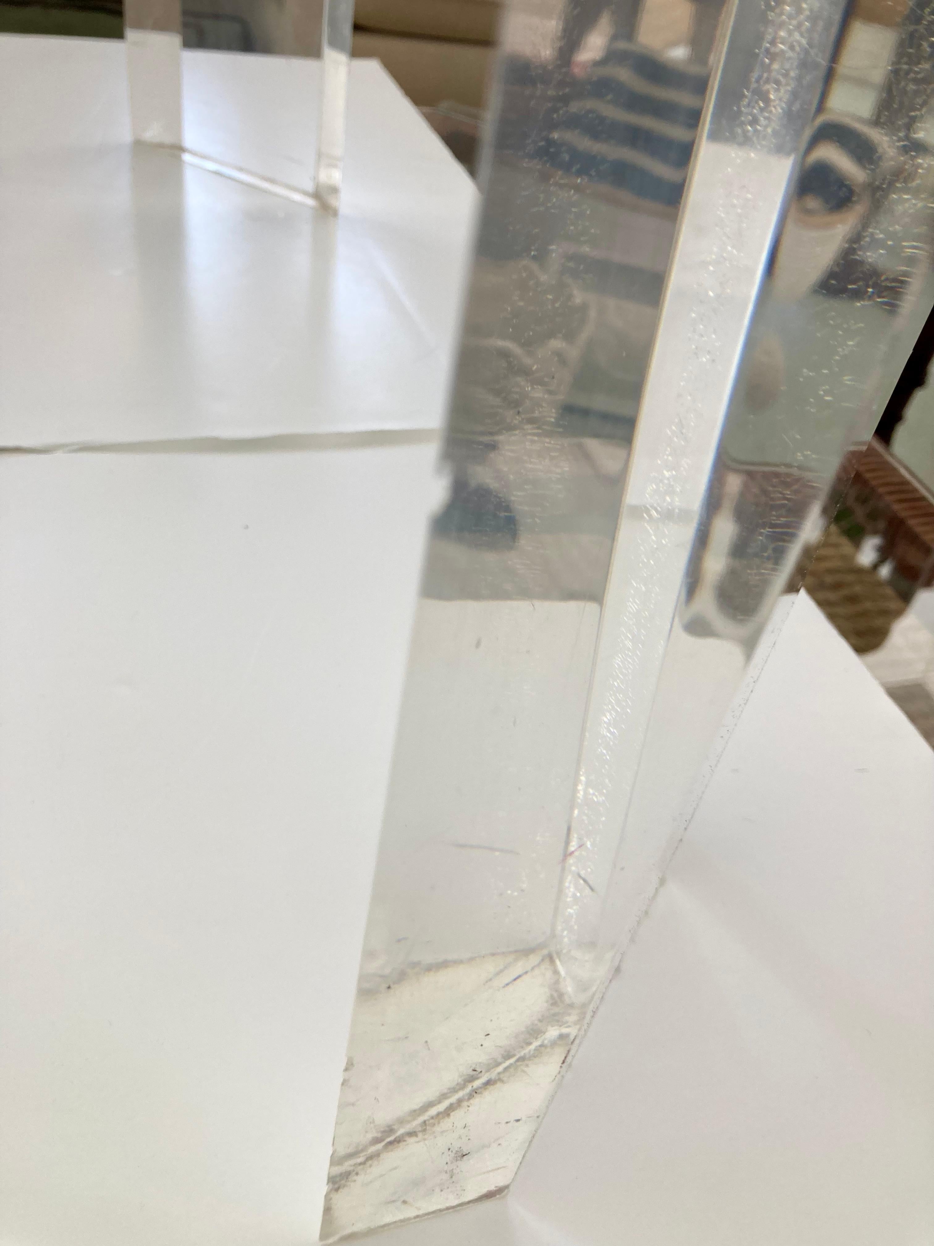 Karl Springer Lucite Coffee Table With Angle Corners im Angebot 7