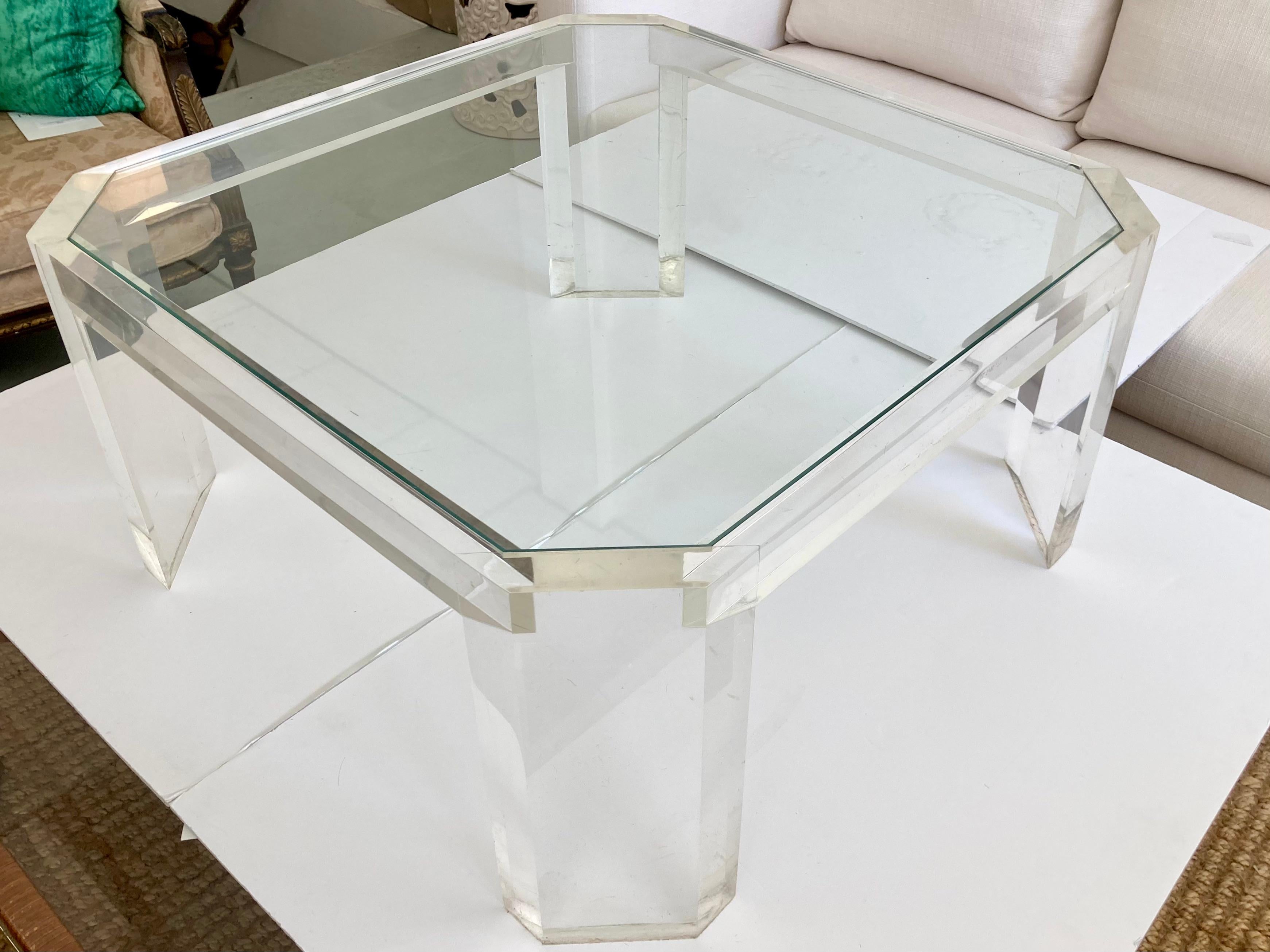 Karl Springer Lucite Coffee Table With Angle Corners im Angebot 2