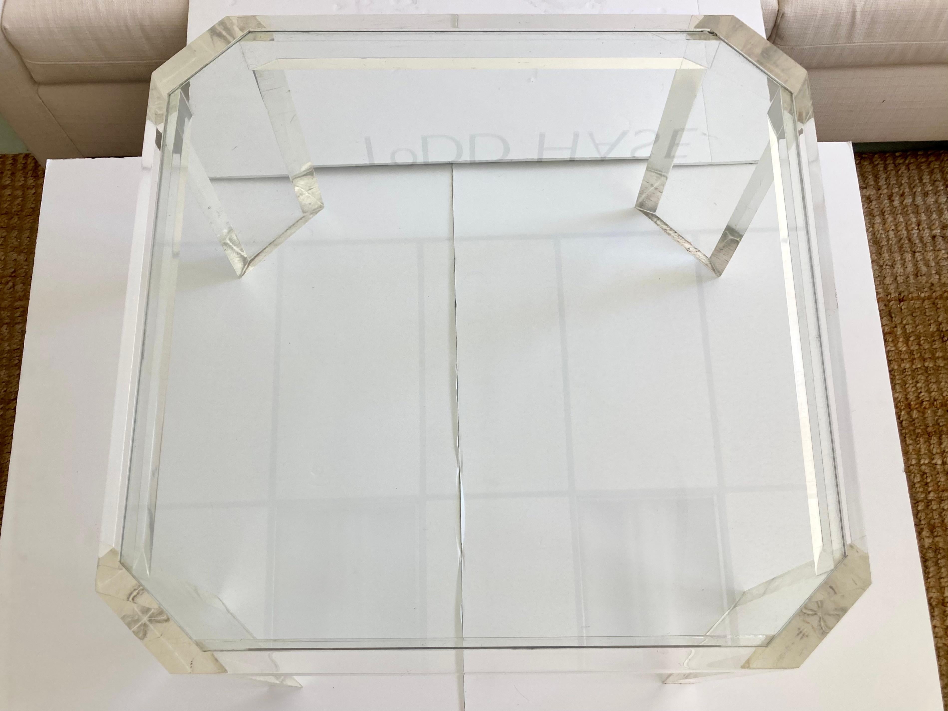 Karl Springer Lucite Coffee Table With Angle Corners im Angebot 3