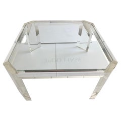 Karl Springer Lucite Coffee Table With Angle Corners