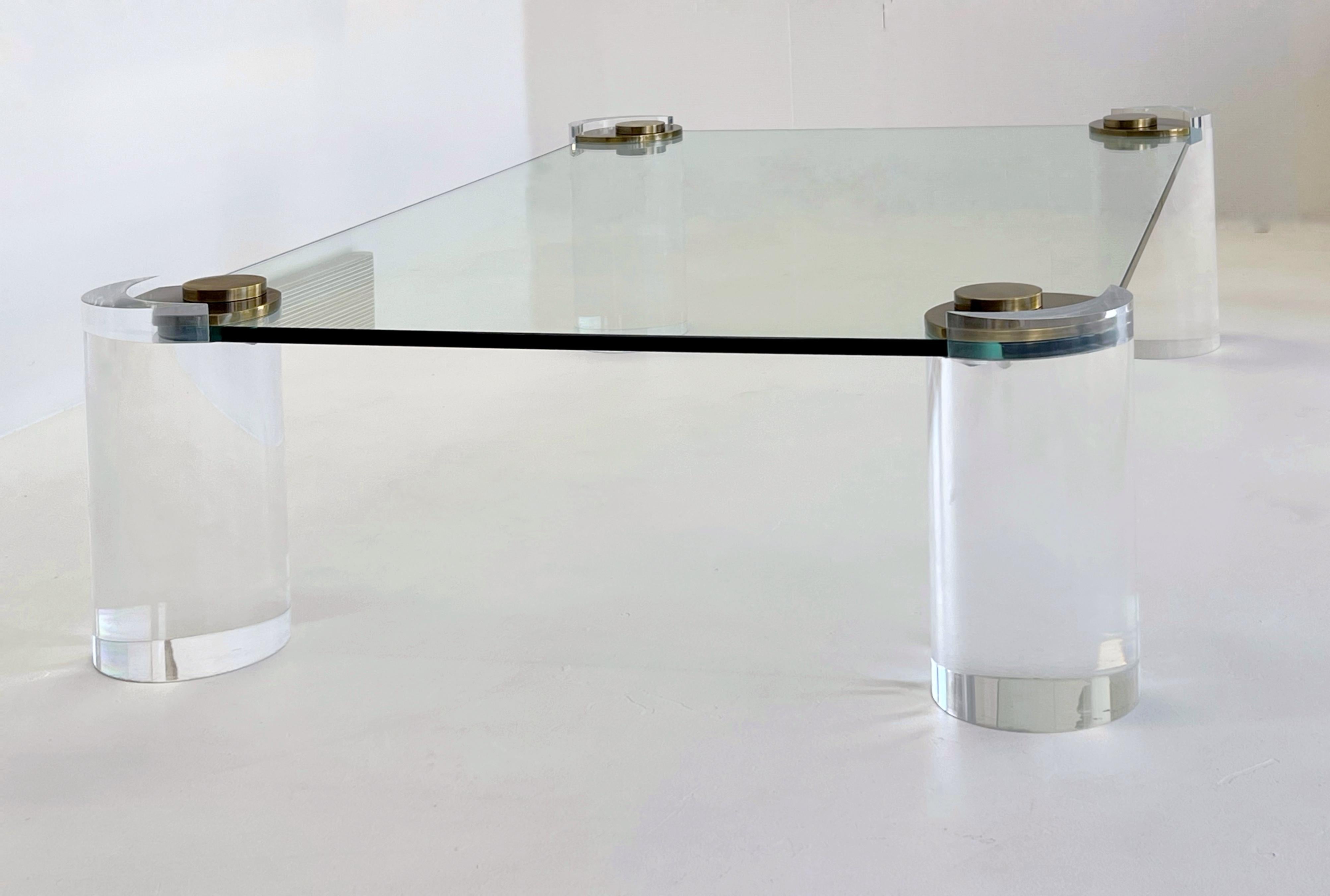 Fin du 20e siècle Karl Springer - Table à cocktail en verre lucite et bronze en vente