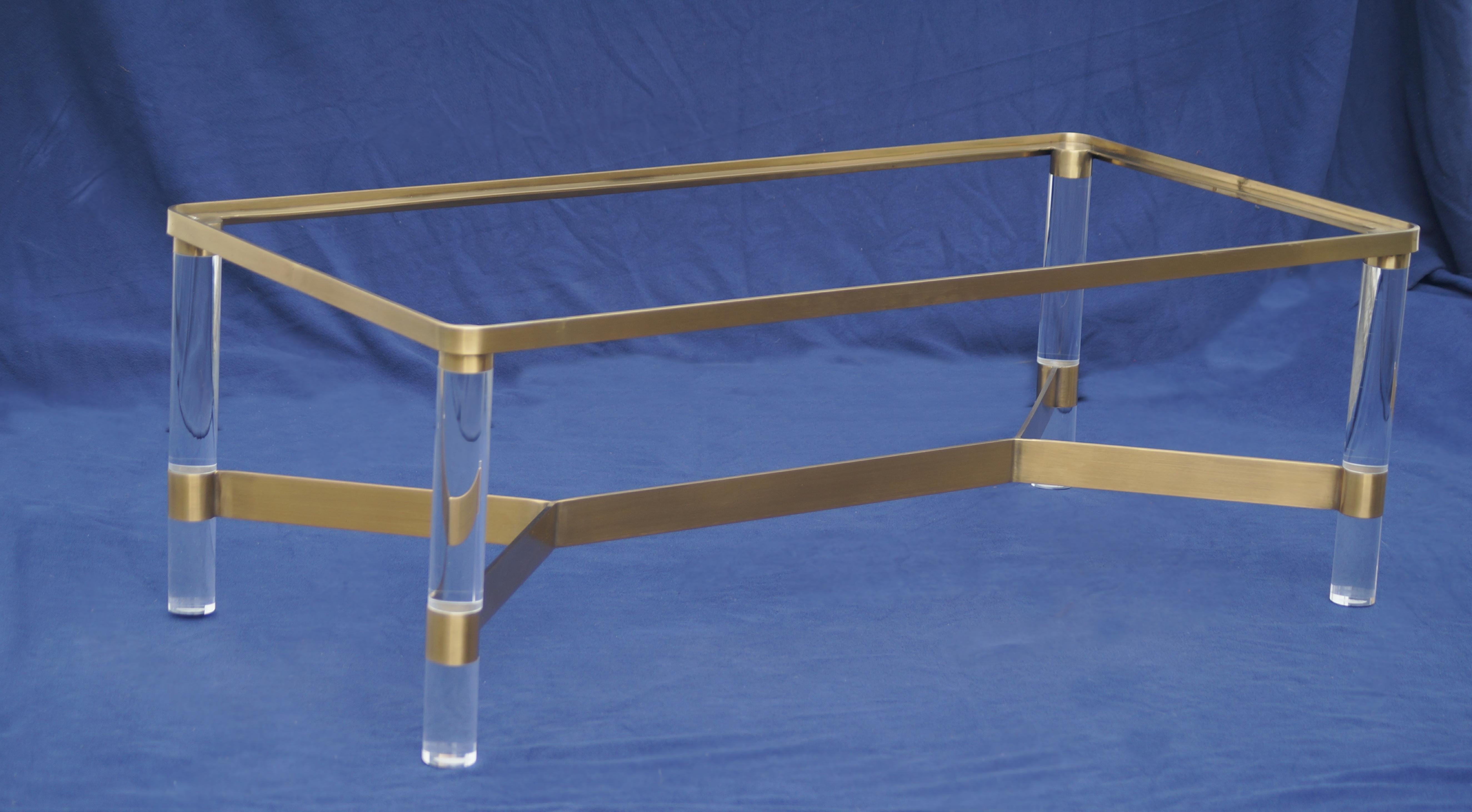 Modern Karl Springer Lucite Glass Top Coffee Cocktail Table