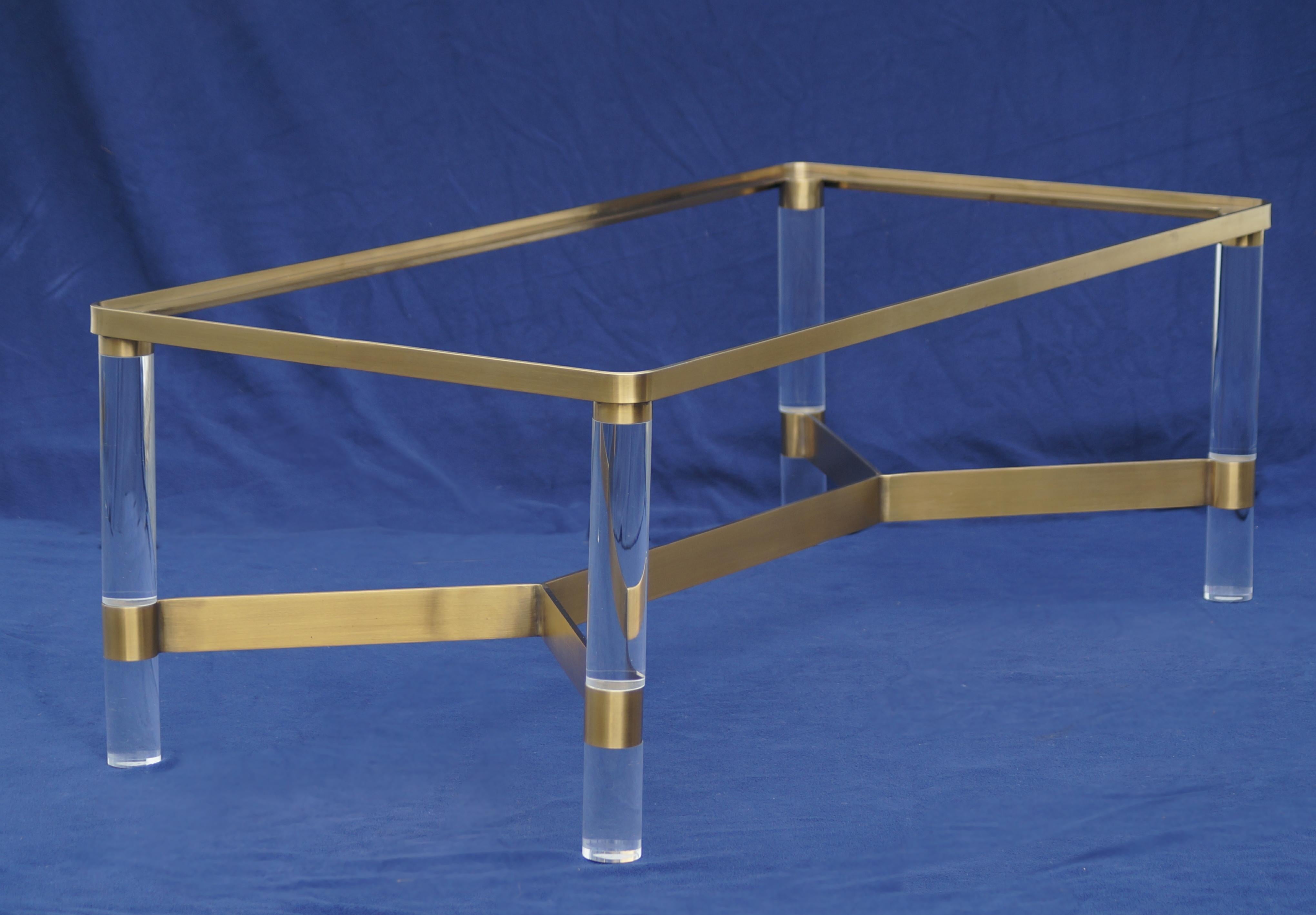 American Karl Springer Lucite Glass Top Coffee Cocktail Table