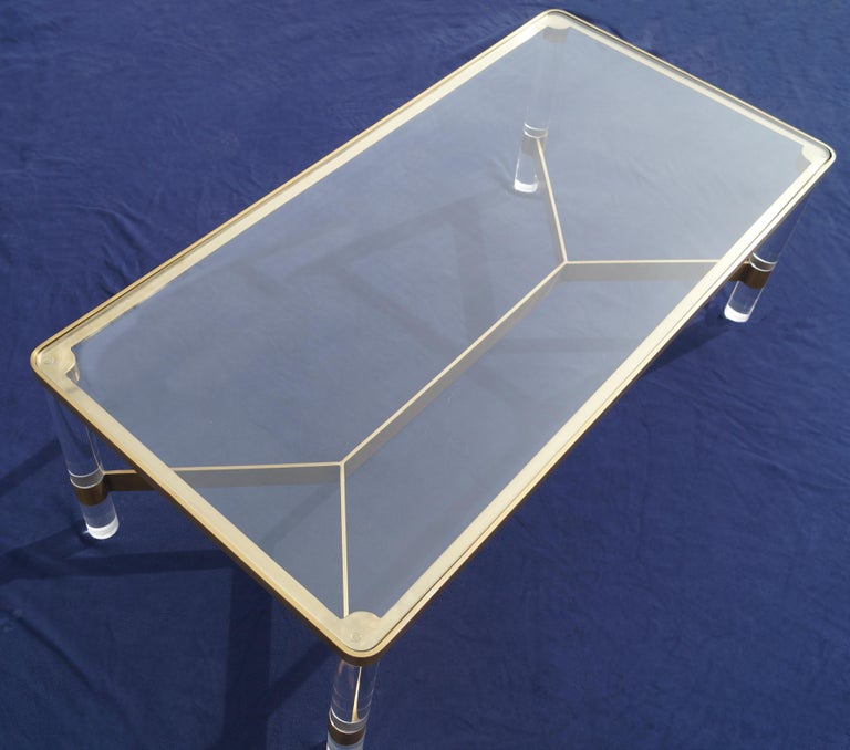 Karl Springer Lucite Glass Top Coffee Cocktail Table For Sale at 1stDibs