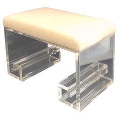 Karl Springer Lucite Greek Key Bench Ottoman