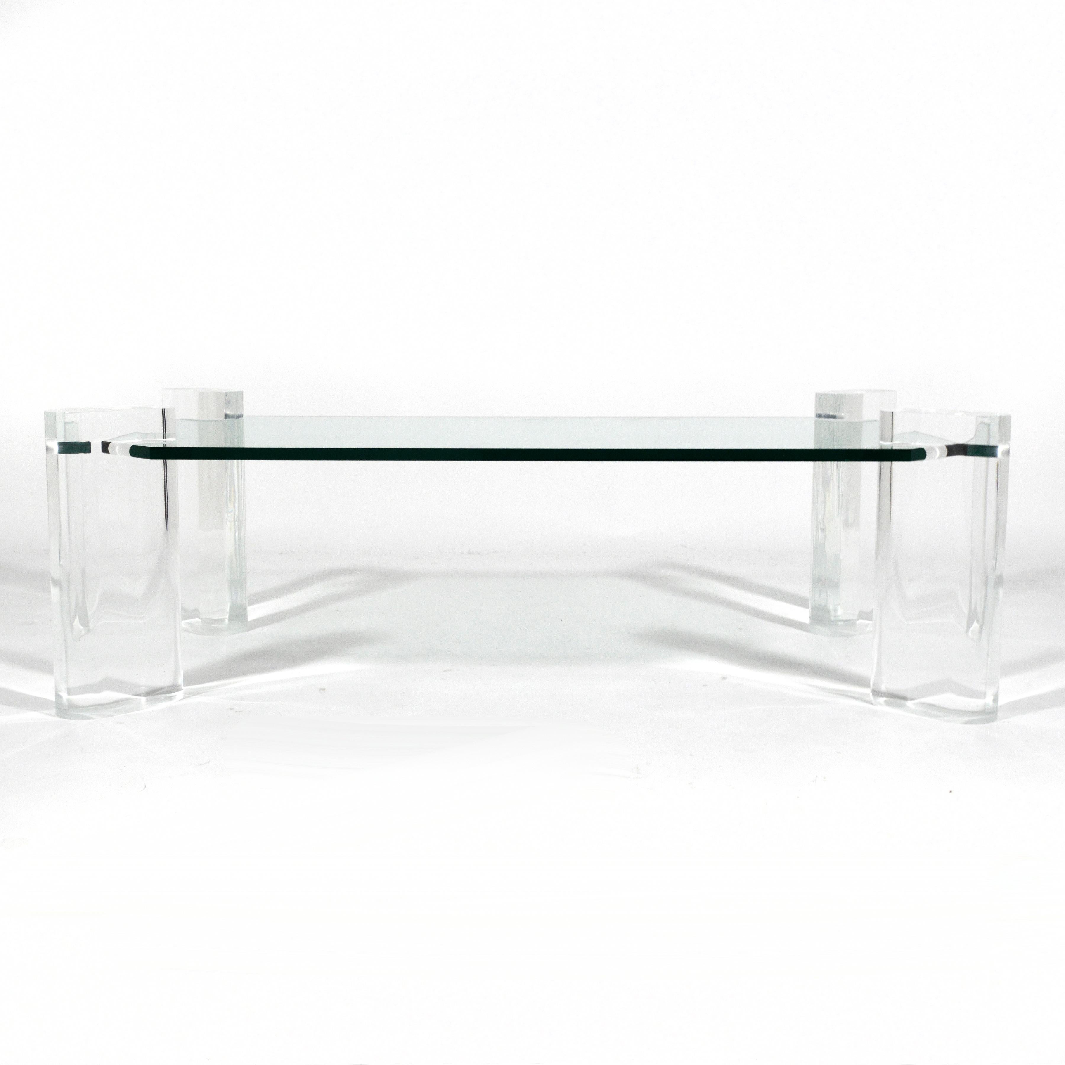 Karl Springer Lucite Leg Table In Good Condition In Highland, IN