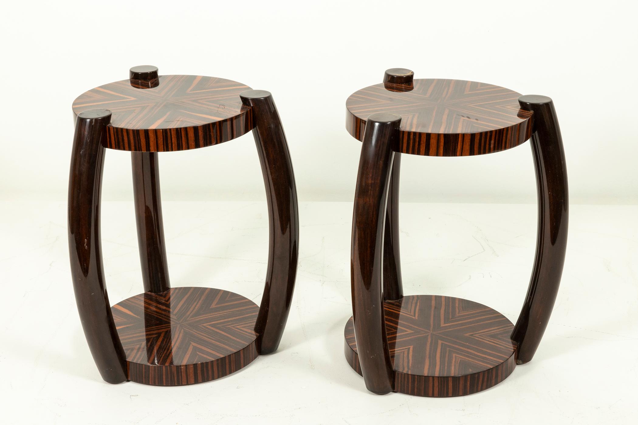 Karl Springer Macassar Ebony Tabourets In Good Condition For Sale In Los Angeles, CA