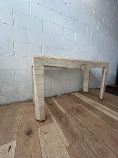 Karl Springer Maitland Smith Style Tessellated and Brass Waterfall Console Table
