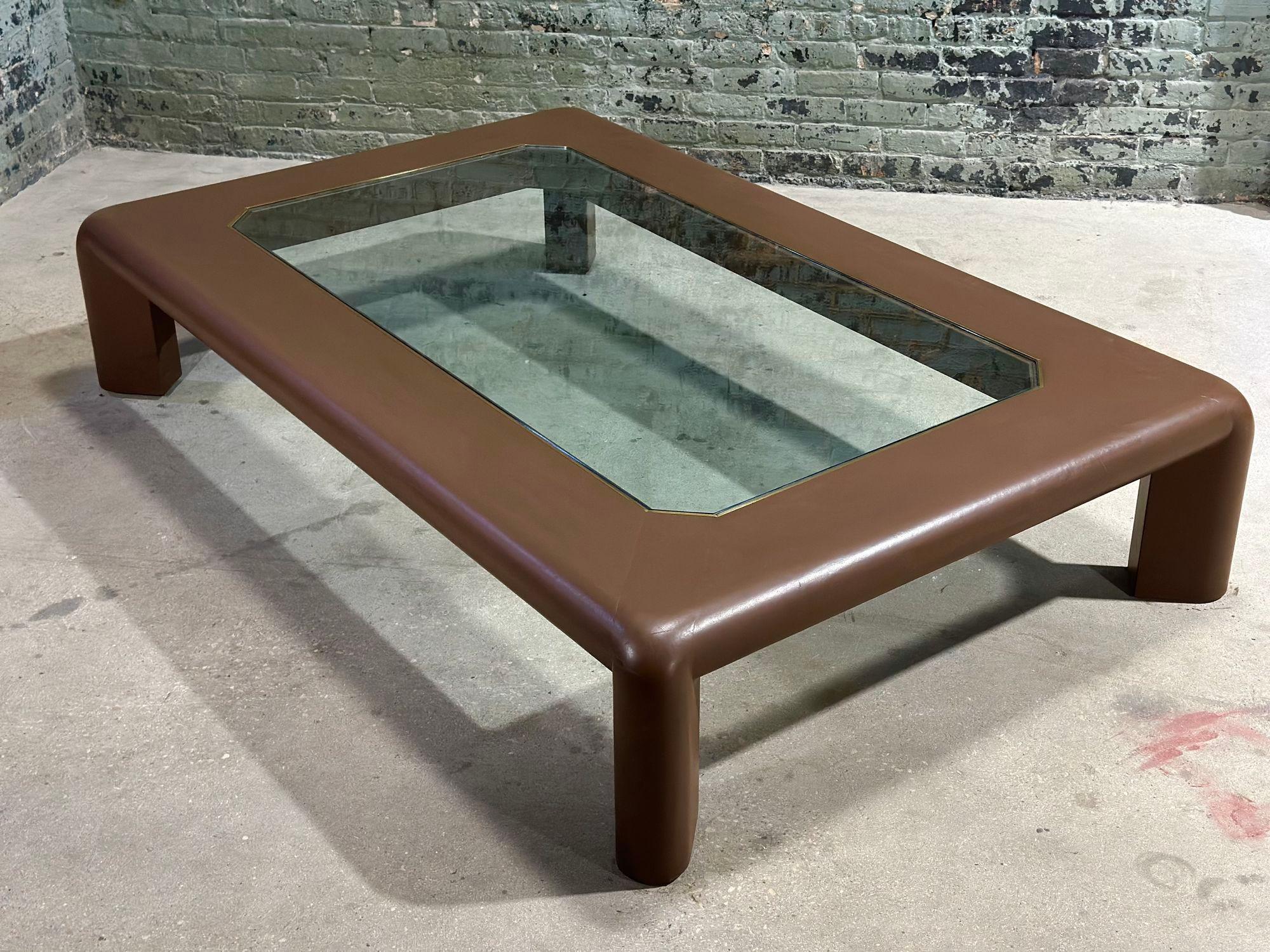 Mid-Century Modern Table basse en cuir Mark II de Karl Springer, 1974 en vente