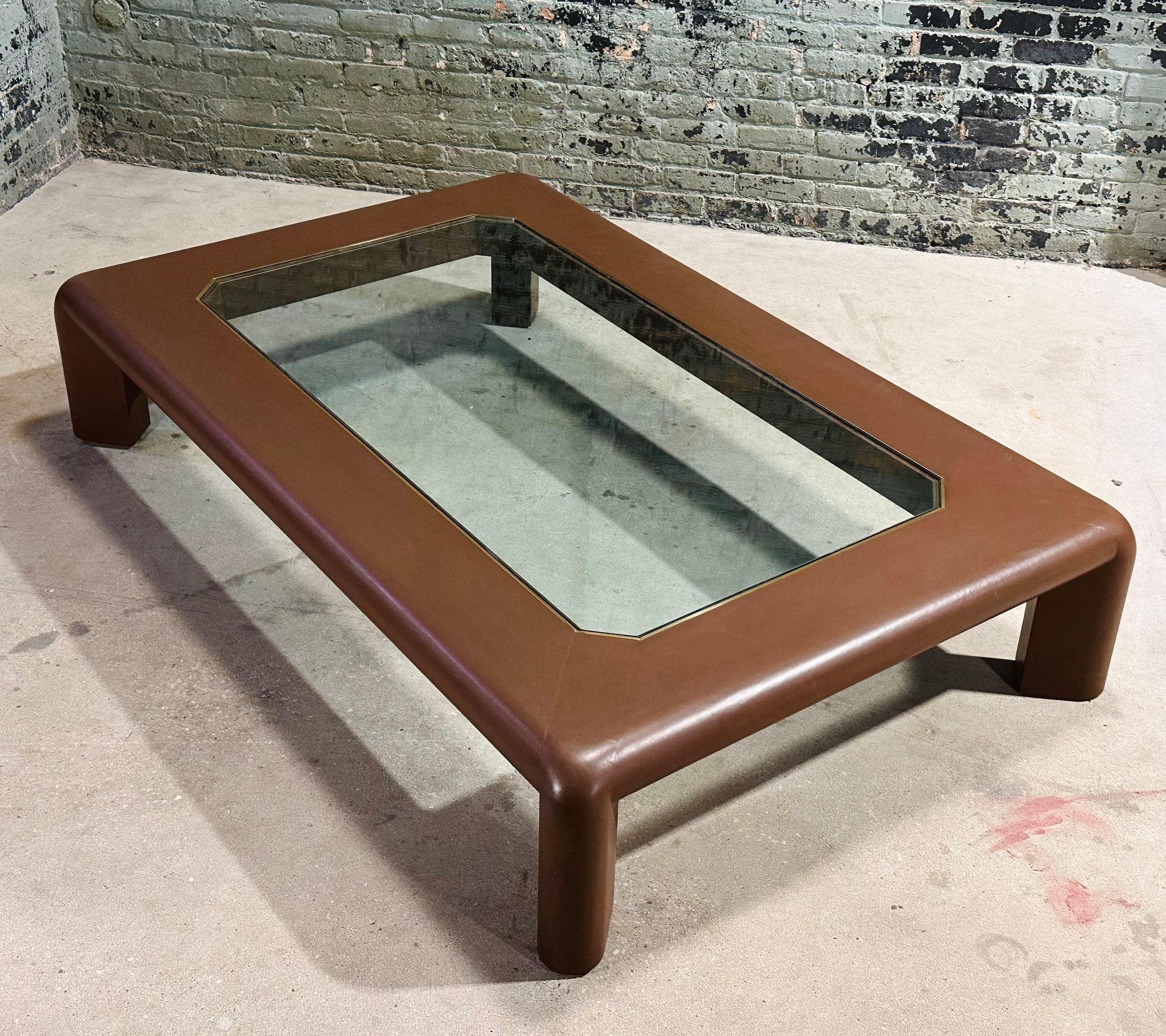 Américain Table basse en cuir Mark II de Karl Springer, 1974 en vente