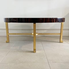 Karl Springer Style Mark V Parchment Macassar Ebony & Gilt Iron Coffee Table