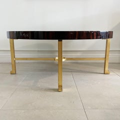 Karl Springer Mark V Parchment Macassar Ebony & Gilt Iron Coffee Table
