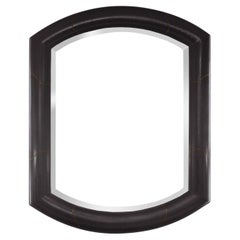 Retro Karl Springer "Marmol Style Mirror" in Black Leather and Bronze 1980s 'Signed'