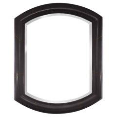 Karl Springer "Marmol Style Mirror" in Black Leather and Bronze 1980s 'Signed'