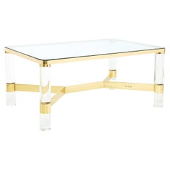 Karl Springer Meticulously Crafted Coffee Table with Lucite Legs 1980s 'Signed'