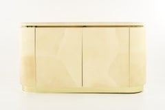 Karl Springer Mid Century Brass and Lacquered Goat Skin Credenza