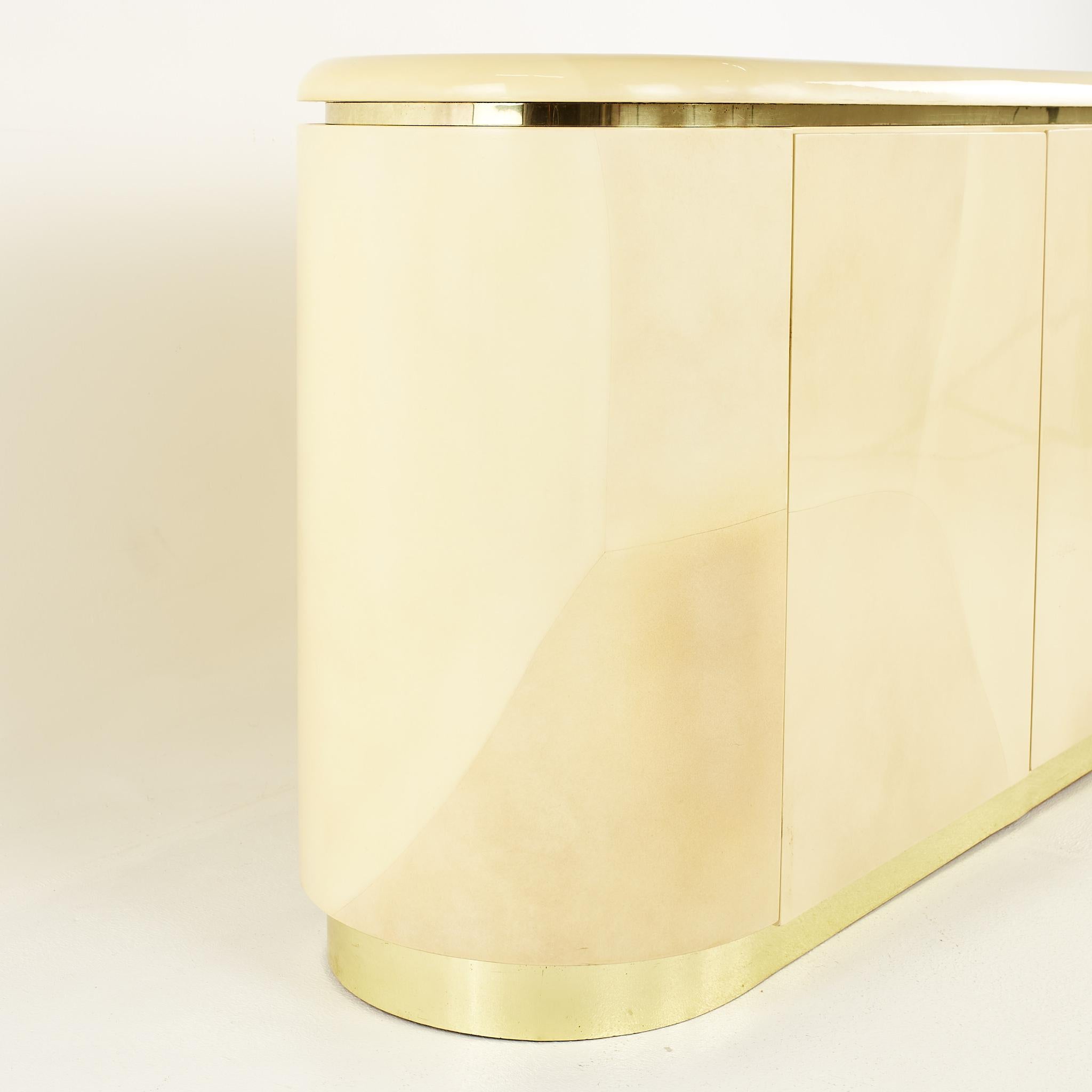 American Karl Springer Mid Century Brass and Lacquered Goat Skin Credenza