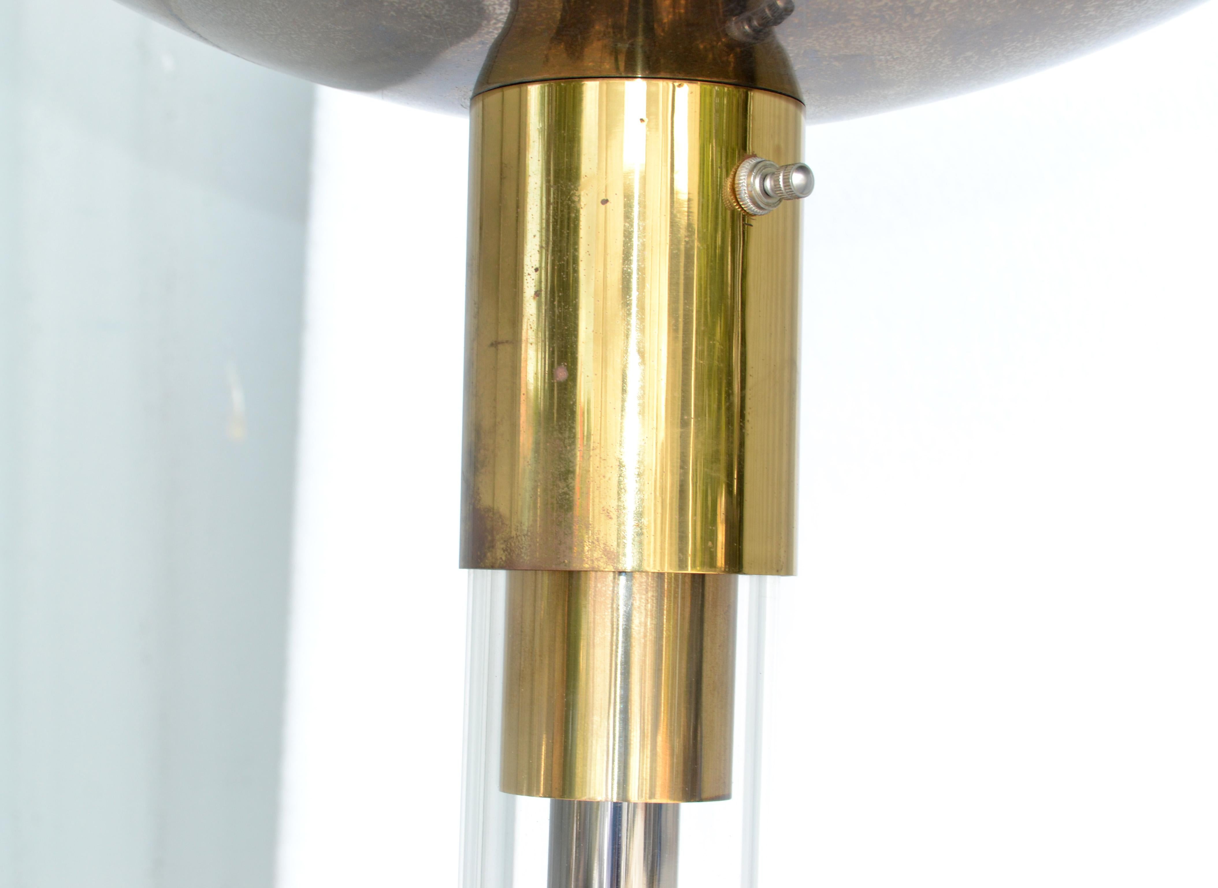 Karl Springer Mid-Century Modern Brass, Gunmetal & Lucite Floor Lamp America  For Sale 8