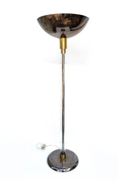 Karl Springer Mid-Century Modern Brass, Gunmetal & Lucite Floor Lamp America
