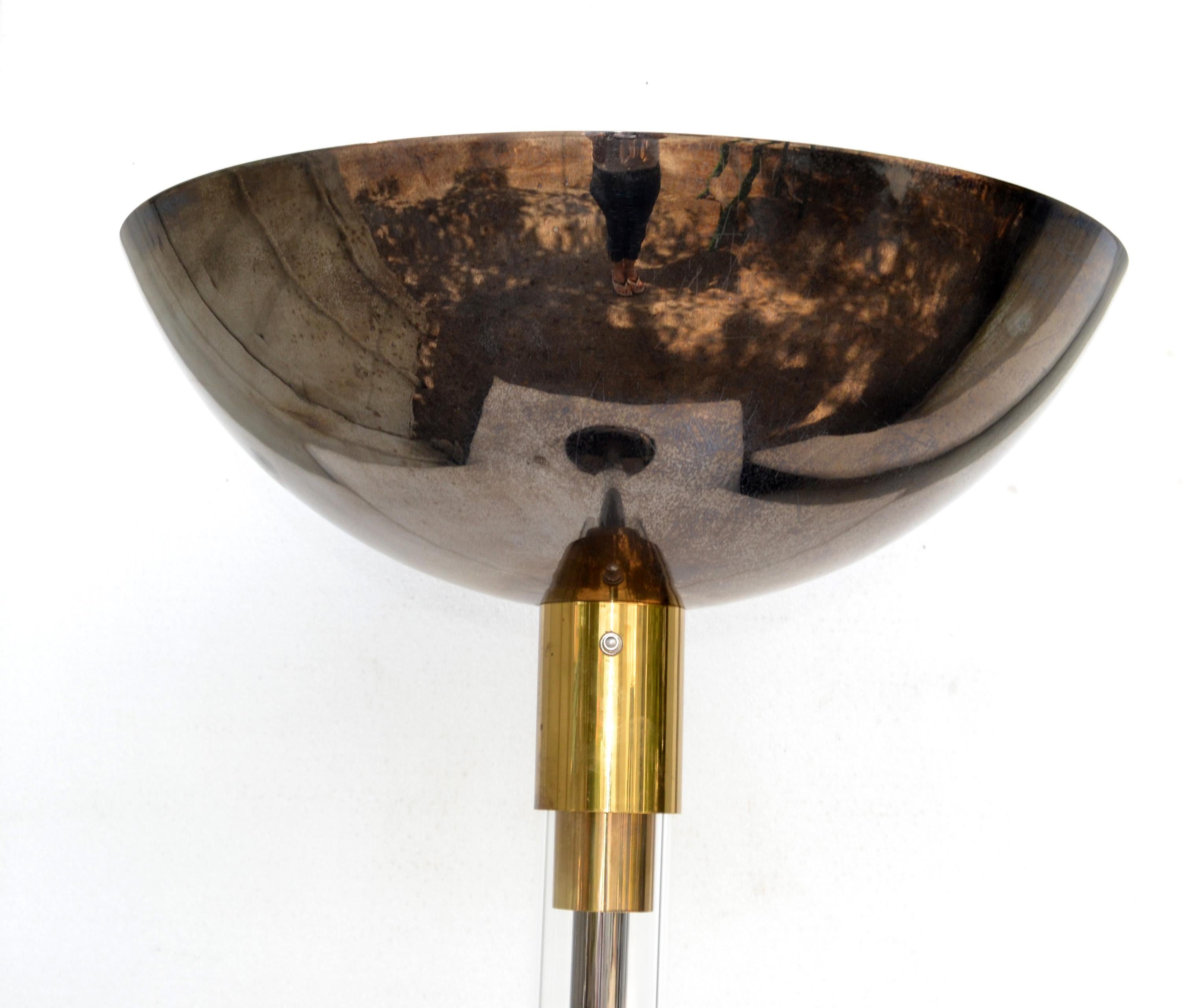Karl Springer Mid-Century Modern Brass, Gunmetal & Lucite Floor Lamp America  For Sale 3