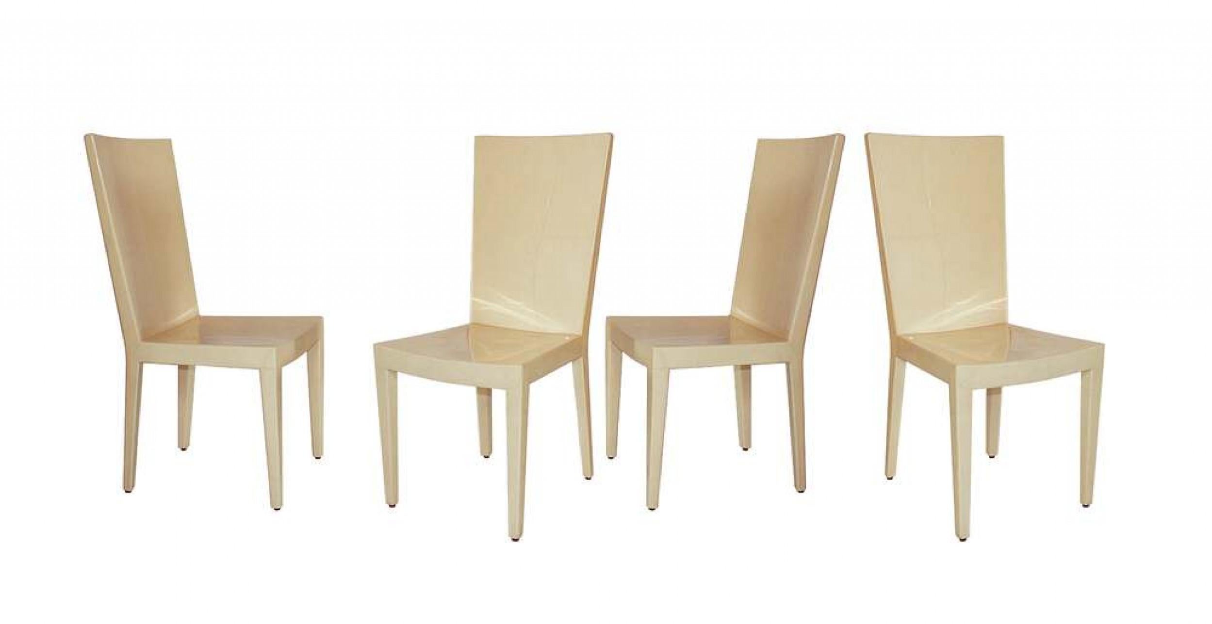 Parchment Paper Karl Springer Mid-Century Modern Lacquered Beige Parchment Side / Dining Chairs For Sale