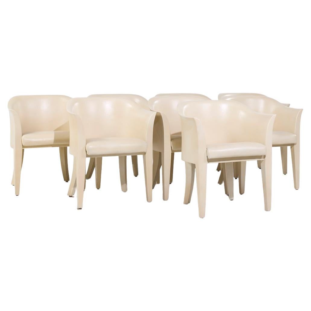 Karl Springer Mid Century Tulip Leather Dining Chairs - Set of 8