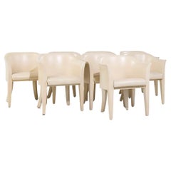 Karl Springer Mid Century Tulip Leather Dining Chairs - Set of 8